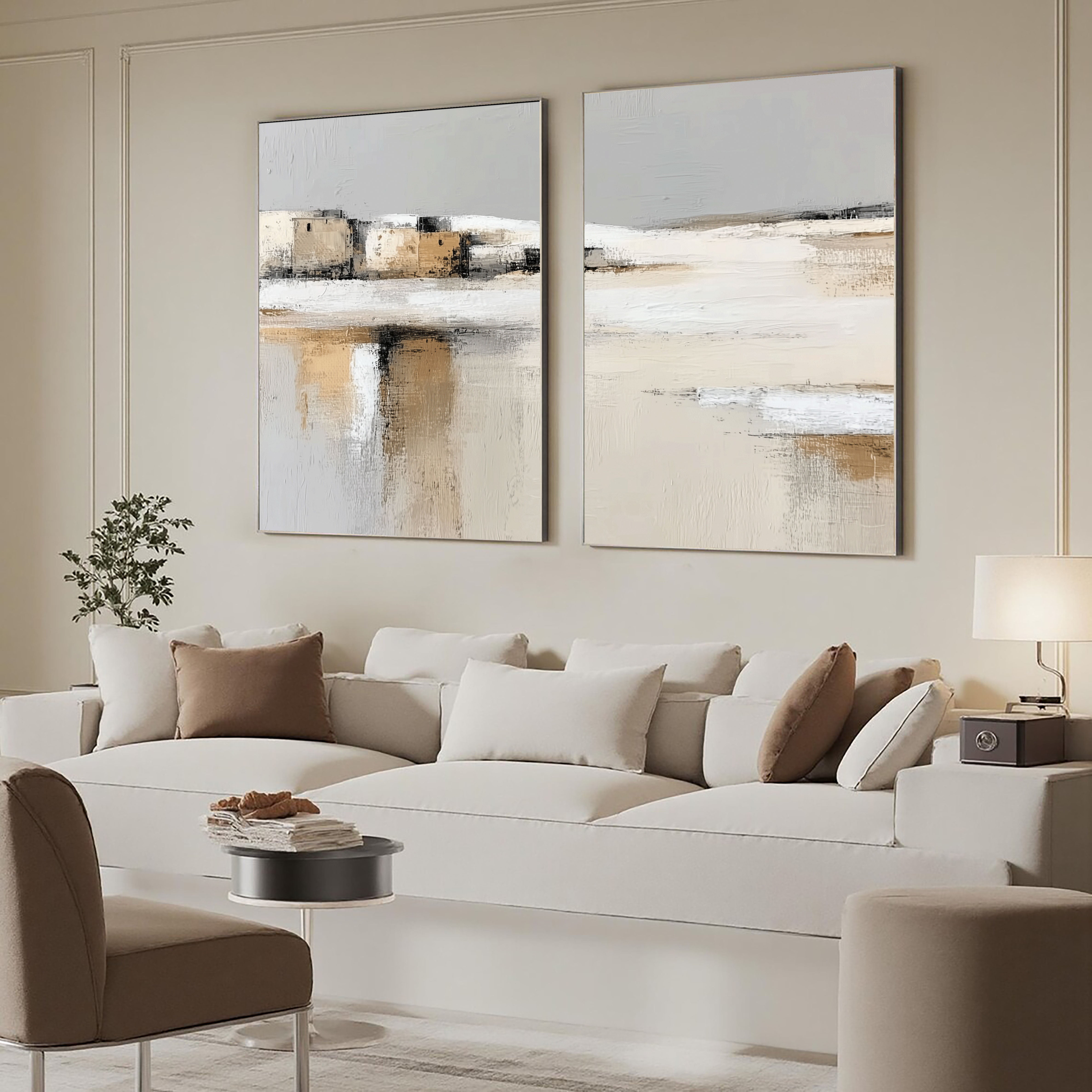 Minimalist Coastal Landscape | Beige Tones