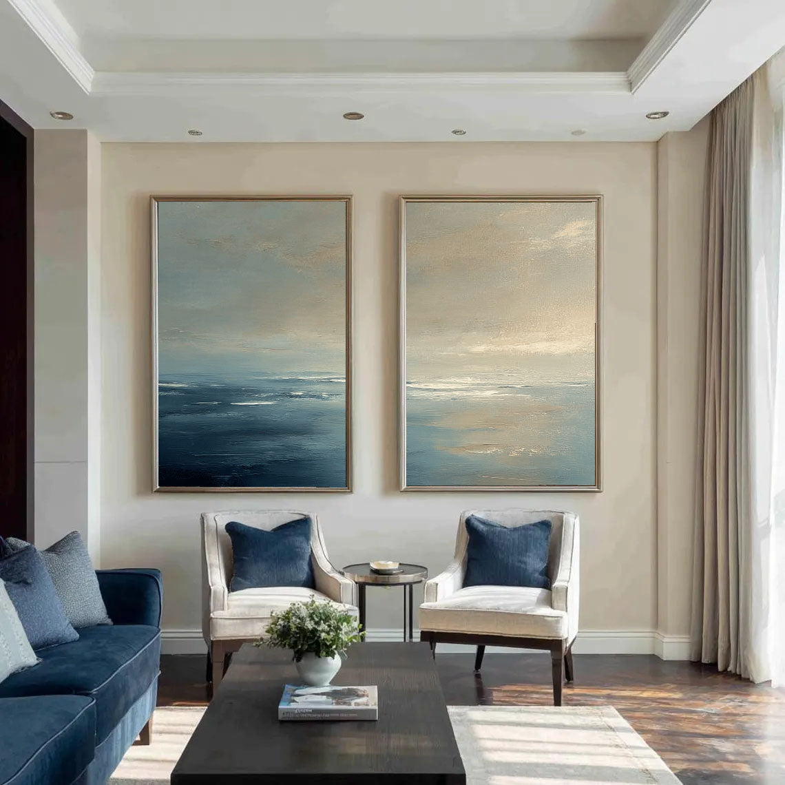 Serene Ocean Horizon | Blue Grey