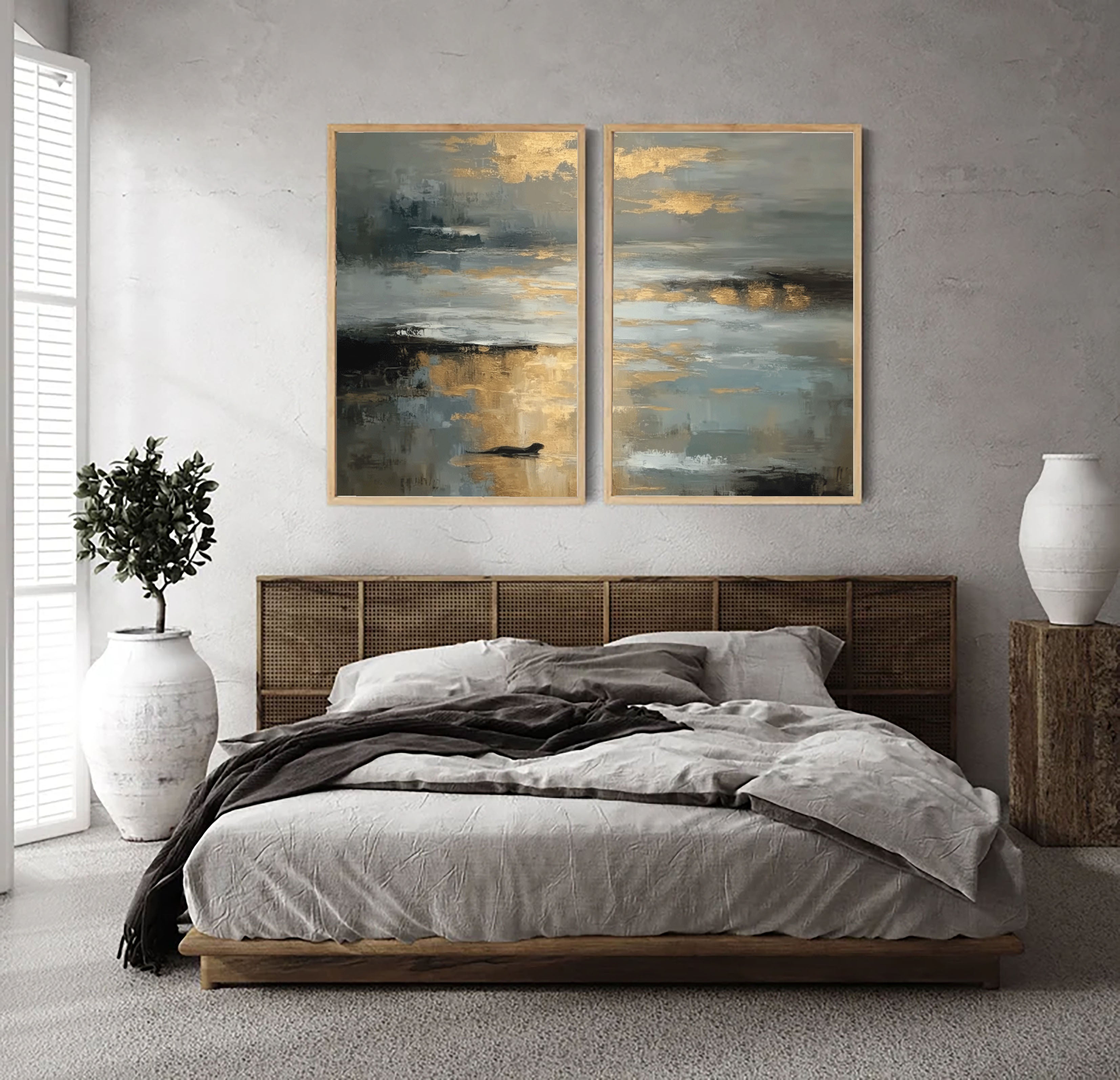 Abstract Golden Horizon | Grey Tones