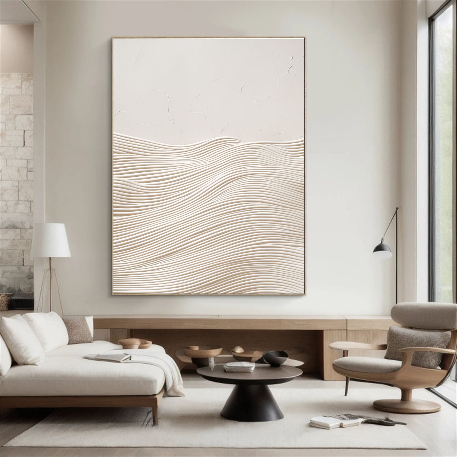 Textured Ripple Serenity | Ivory Waves