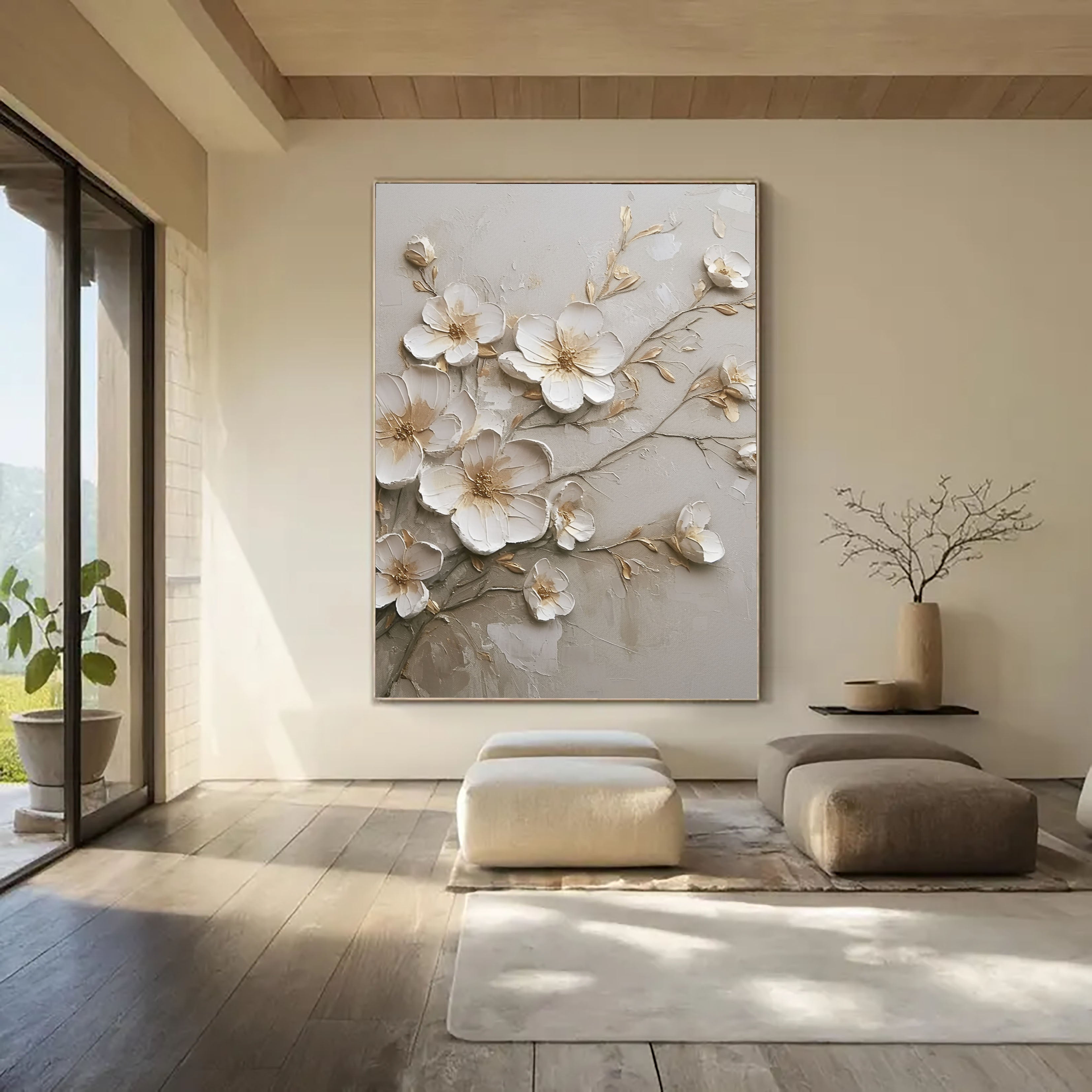 Textured Petal Grace | Ivory Blooms