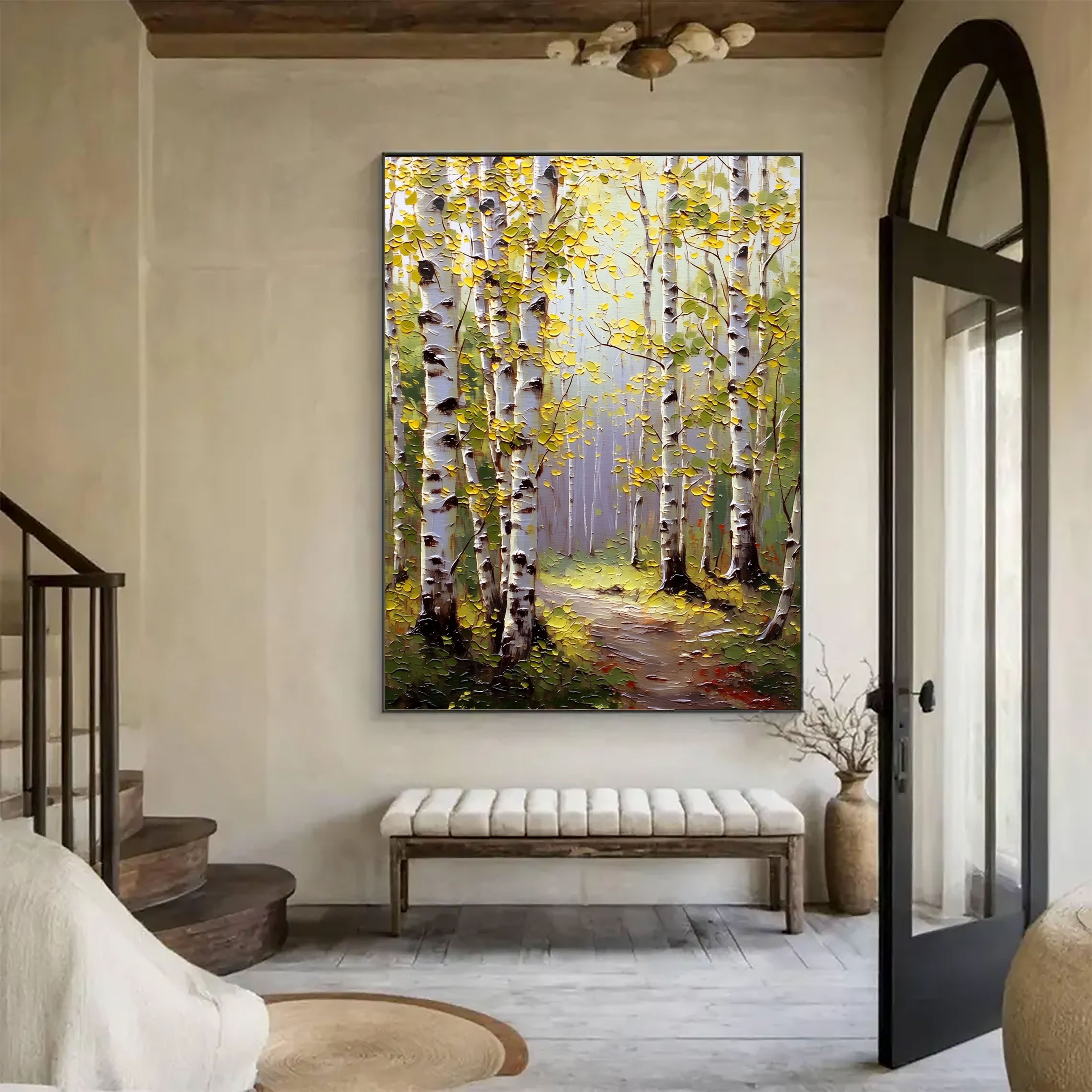 Textured Birch Forest | White Yellow