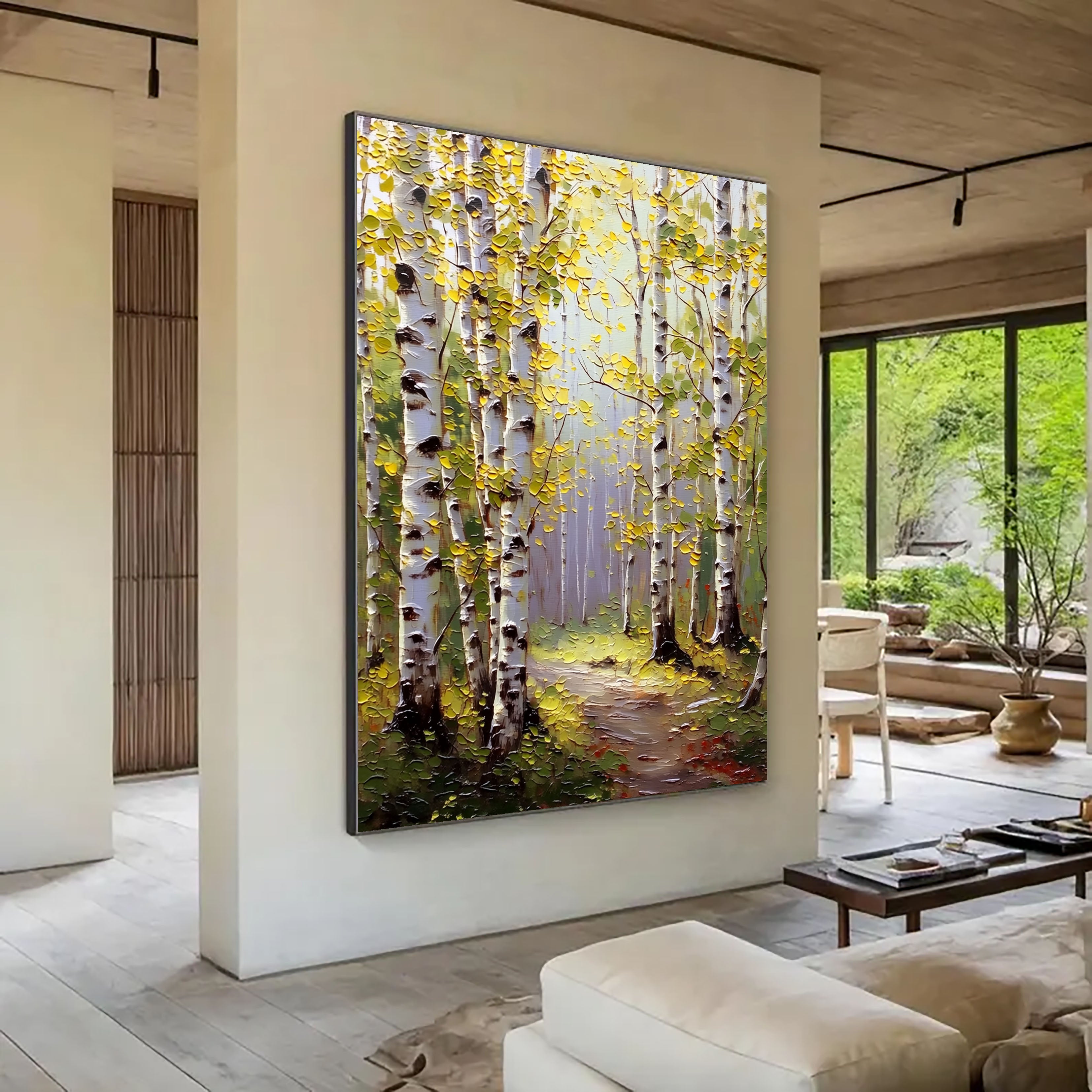 Textured Birch Forest | White Yellow