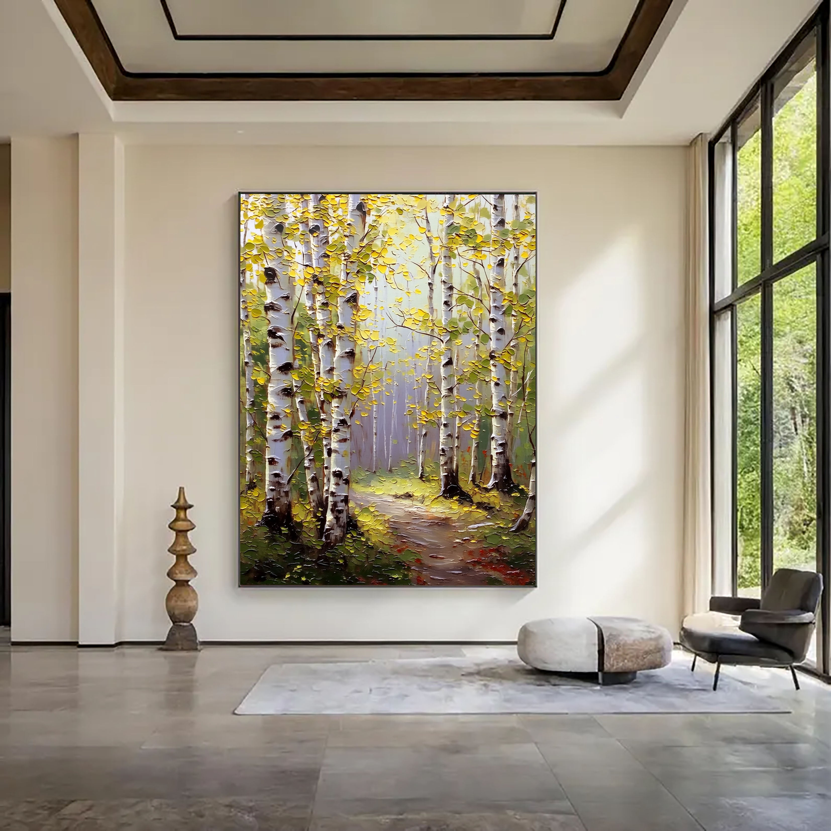 Textured Birch Forest | White Yellow