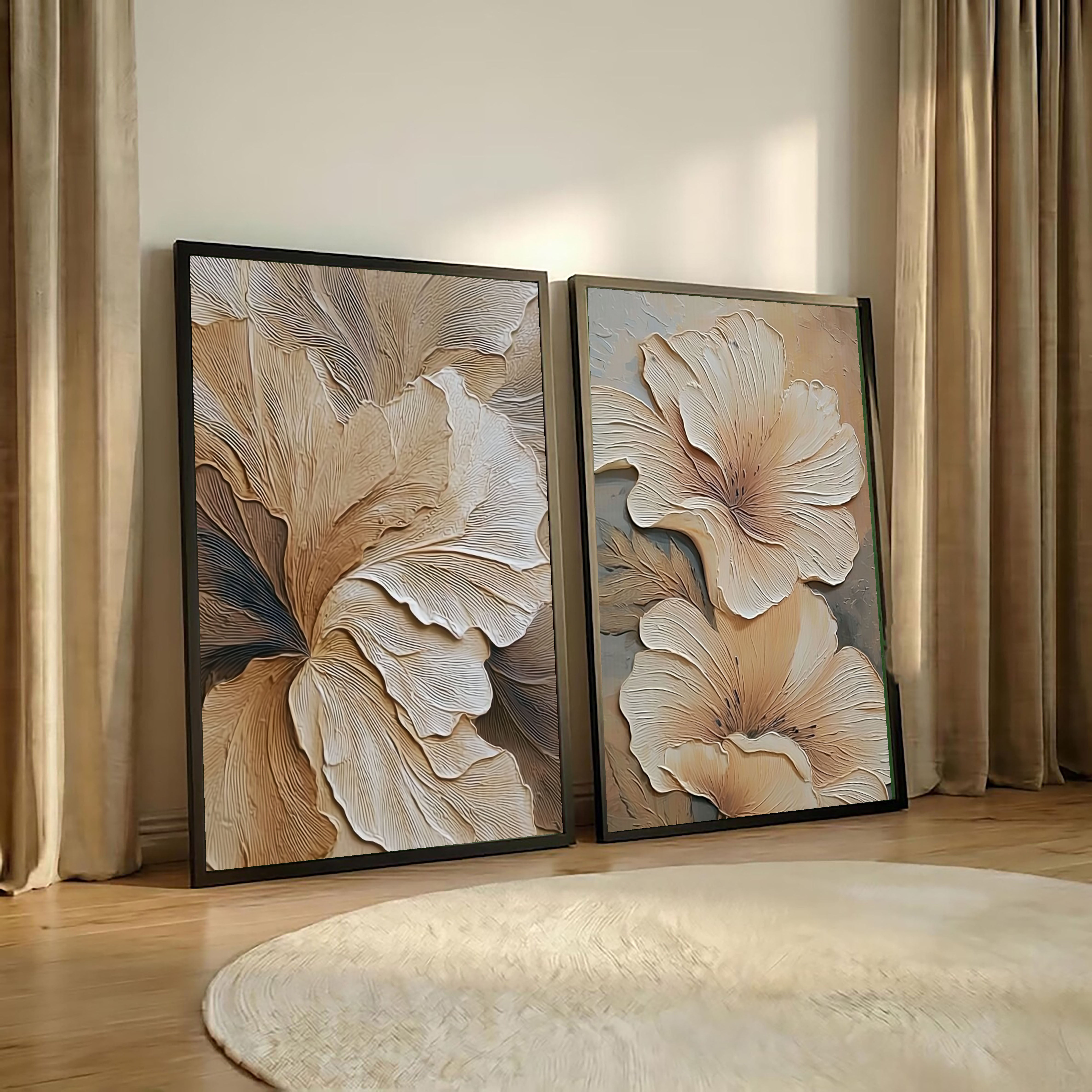 Textured Floral Elegance | Beige Bloom