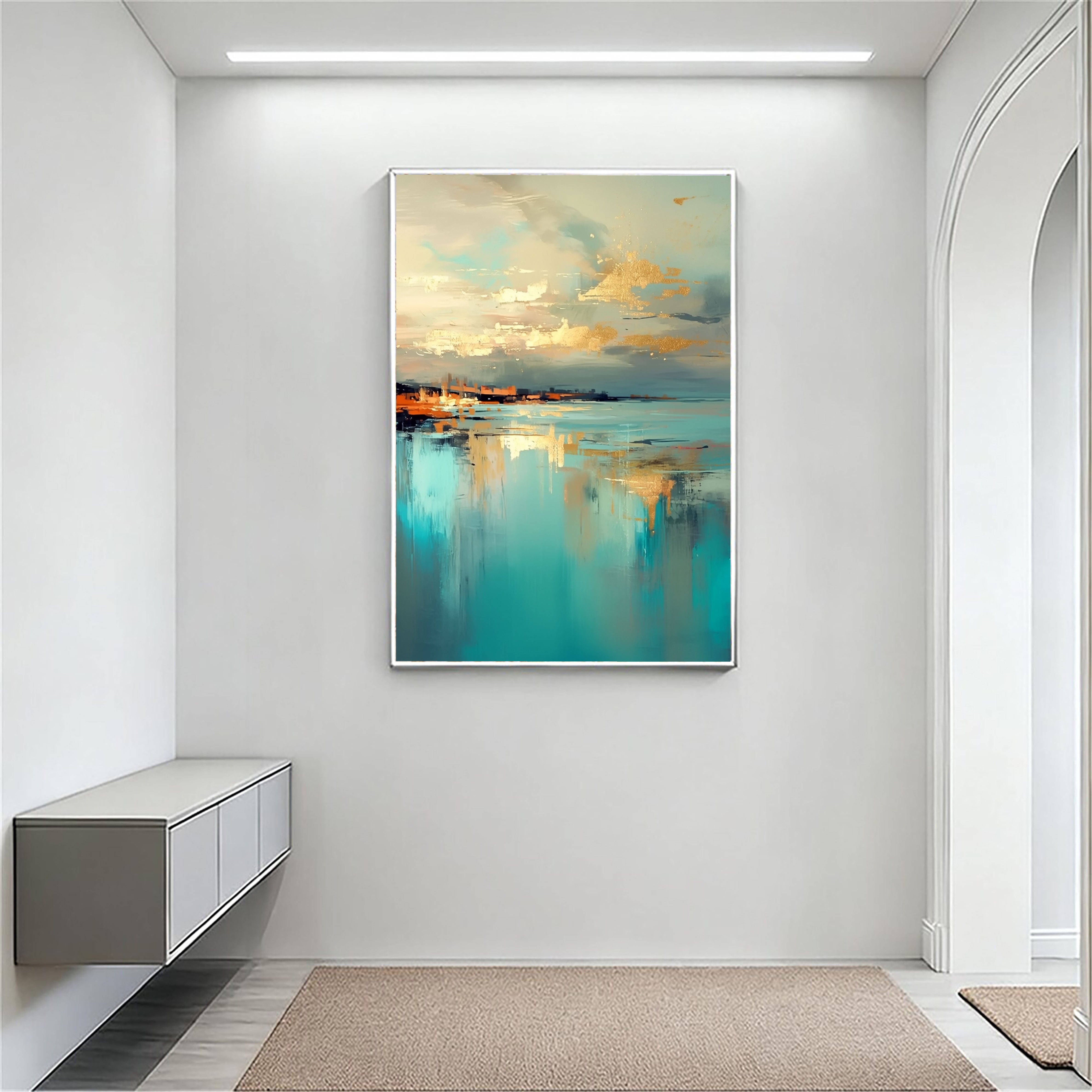 Textured Coastal Reflections | Teal Gold