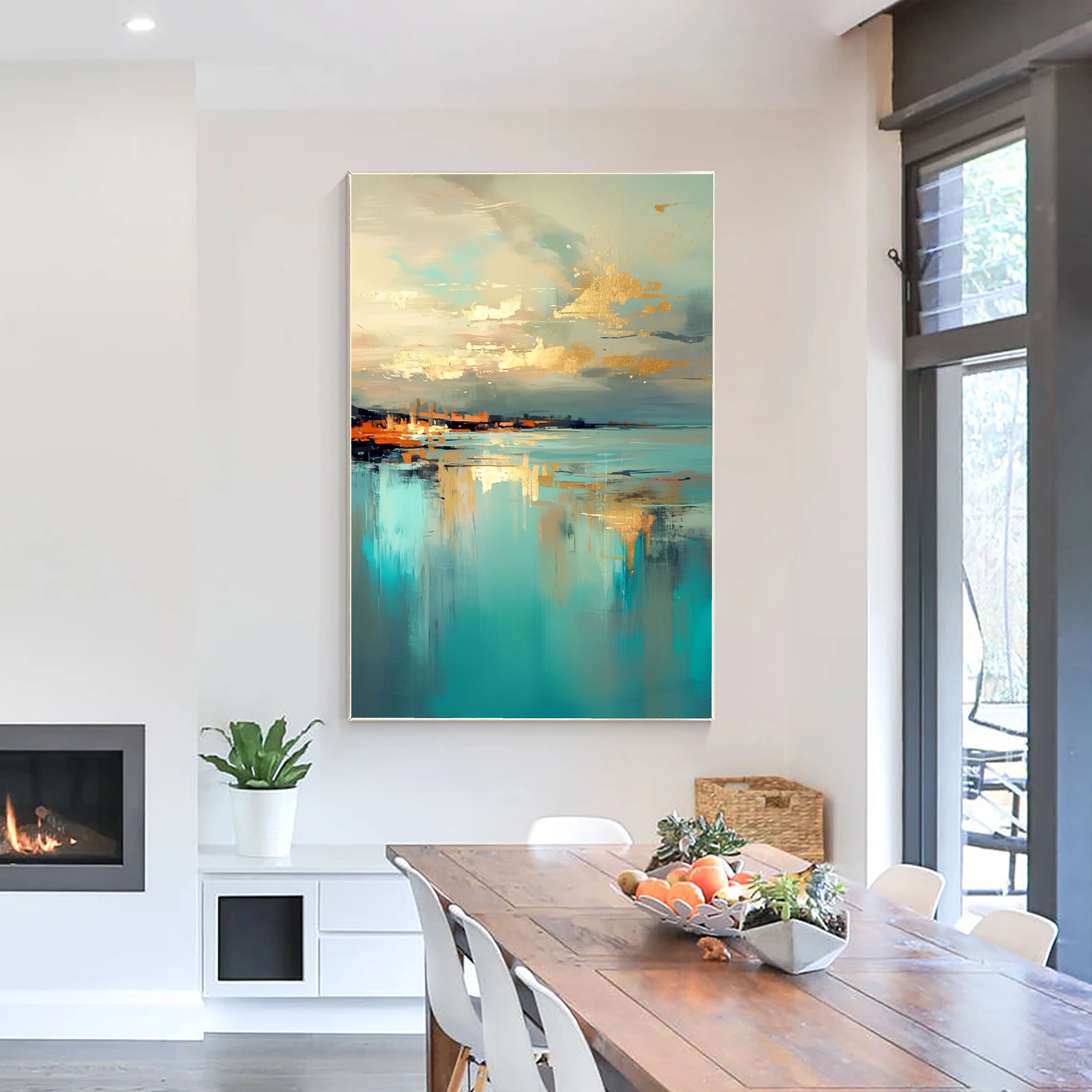 Textured Coastal Reflections | Teal Gold