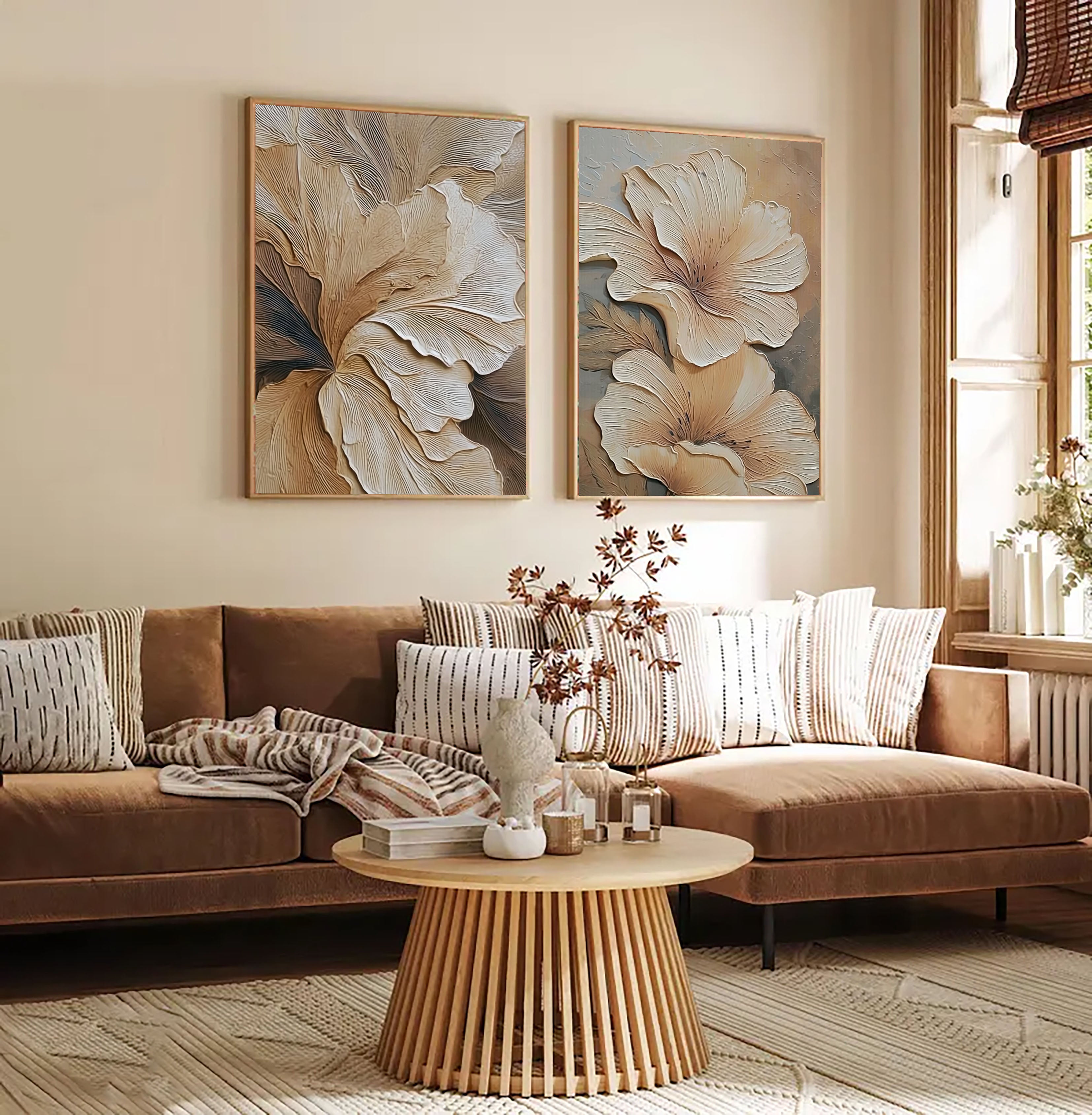 Textured Floral Elegance | Beige Bloom