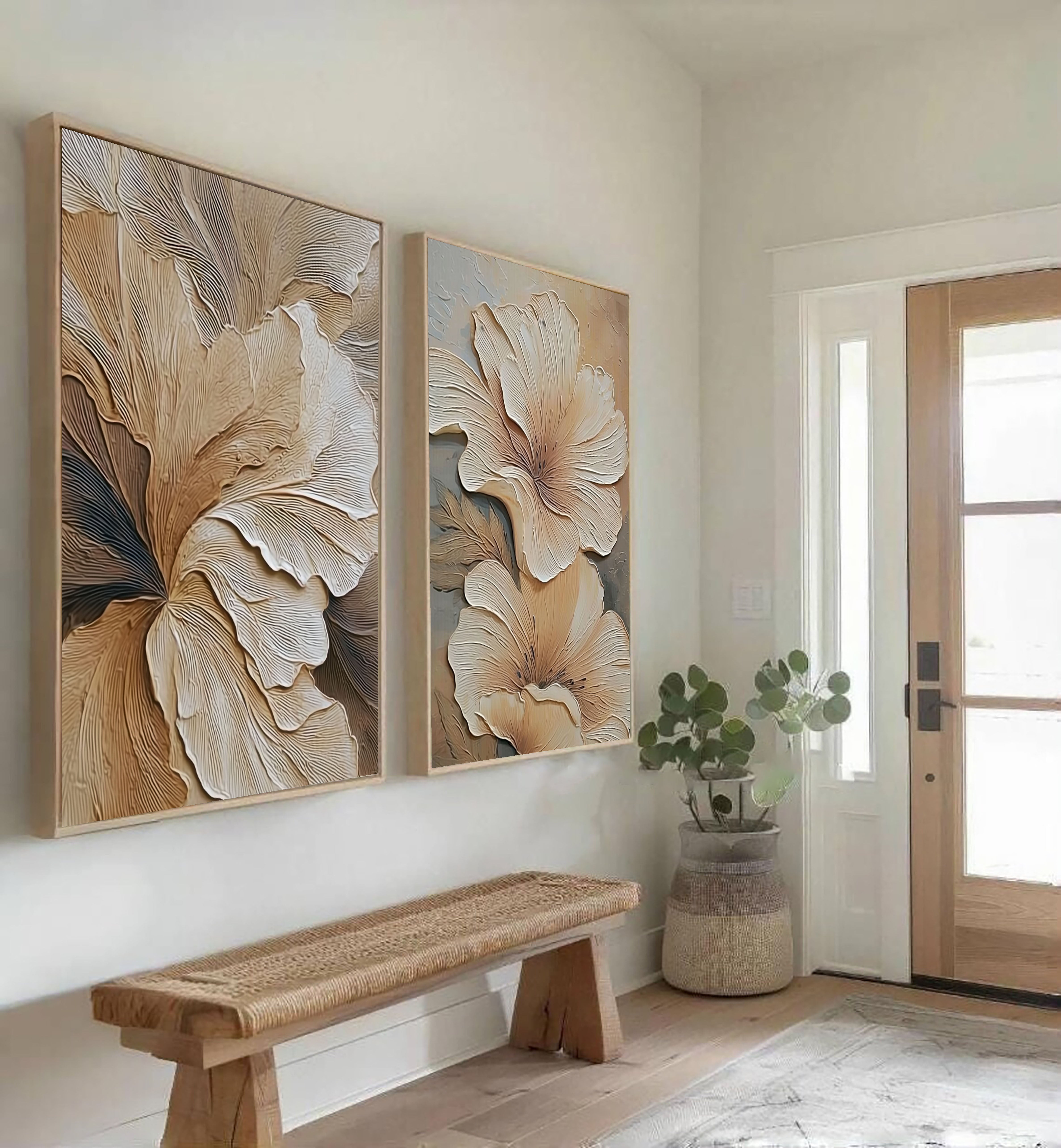 Textured Floral Elegance | Beige Bloom