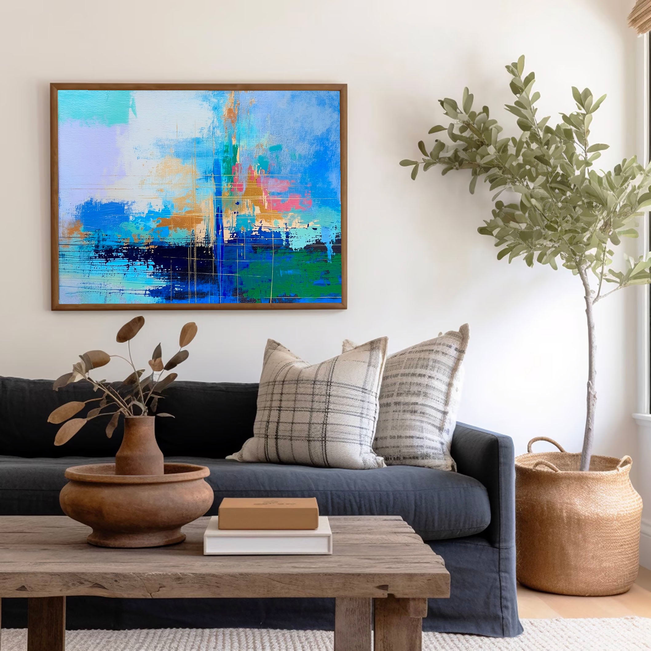 Textured Grid Layers | Blue Gold