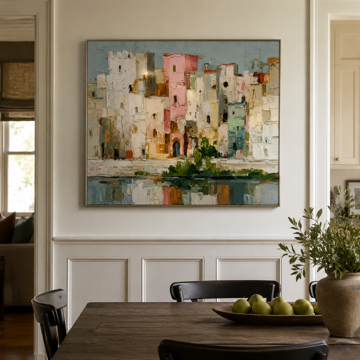 Impressionist Art | Pastel Waterfront Huts
