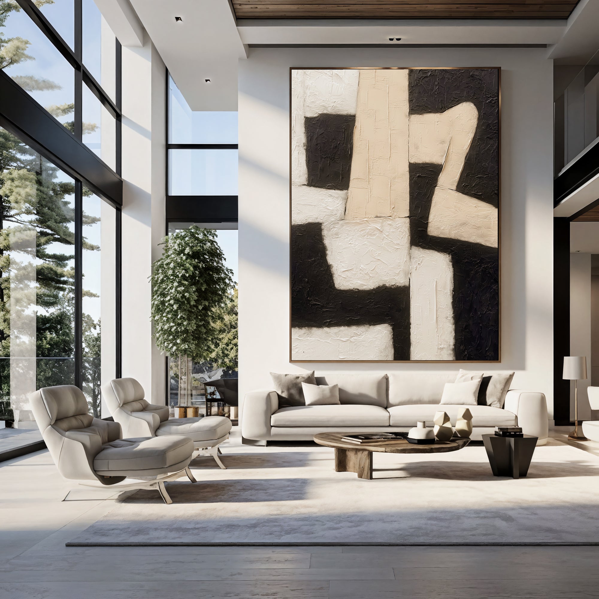 Impasto Monochrome Geometries | Ebony Contrasts