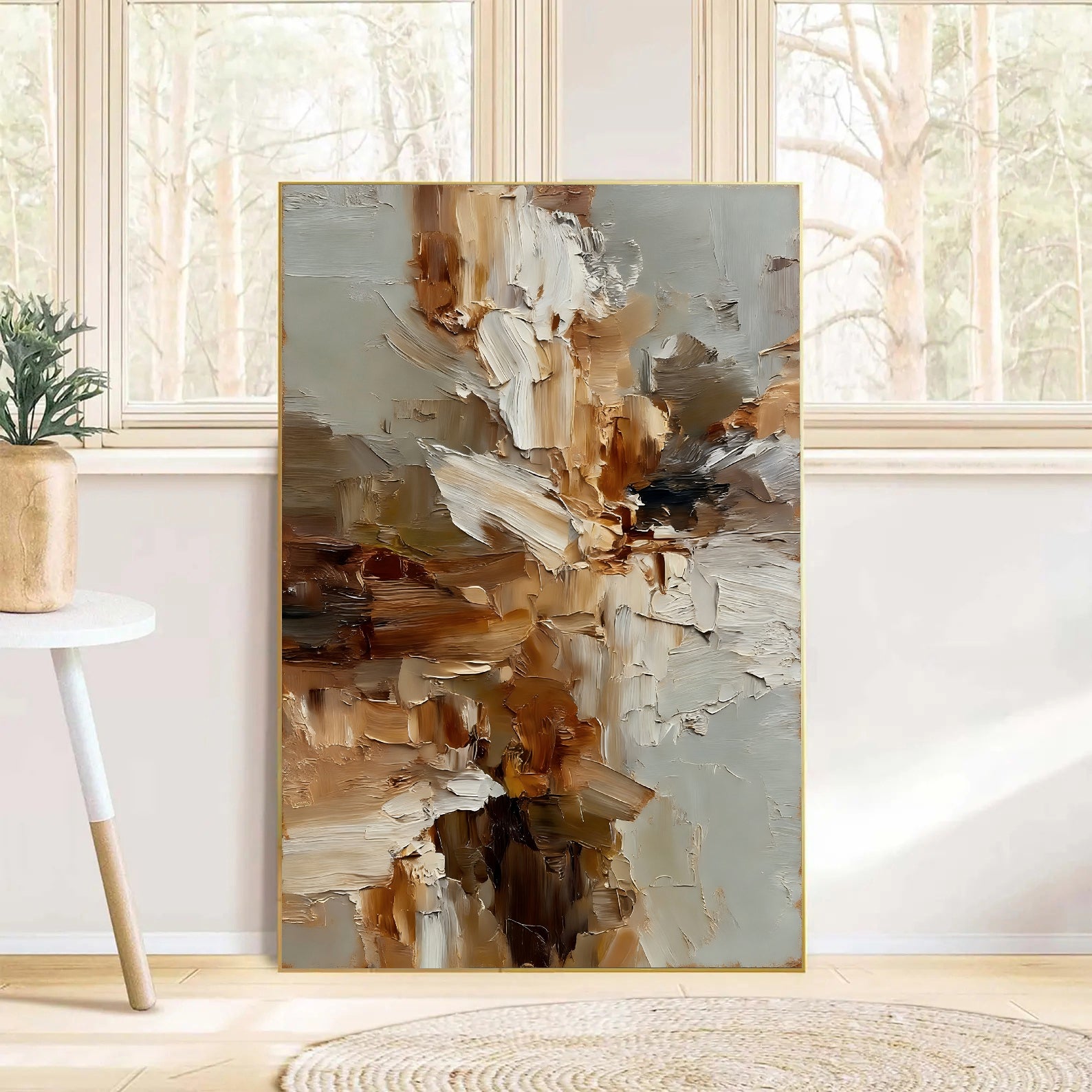 Textured Floral Umber | Cream Bloom