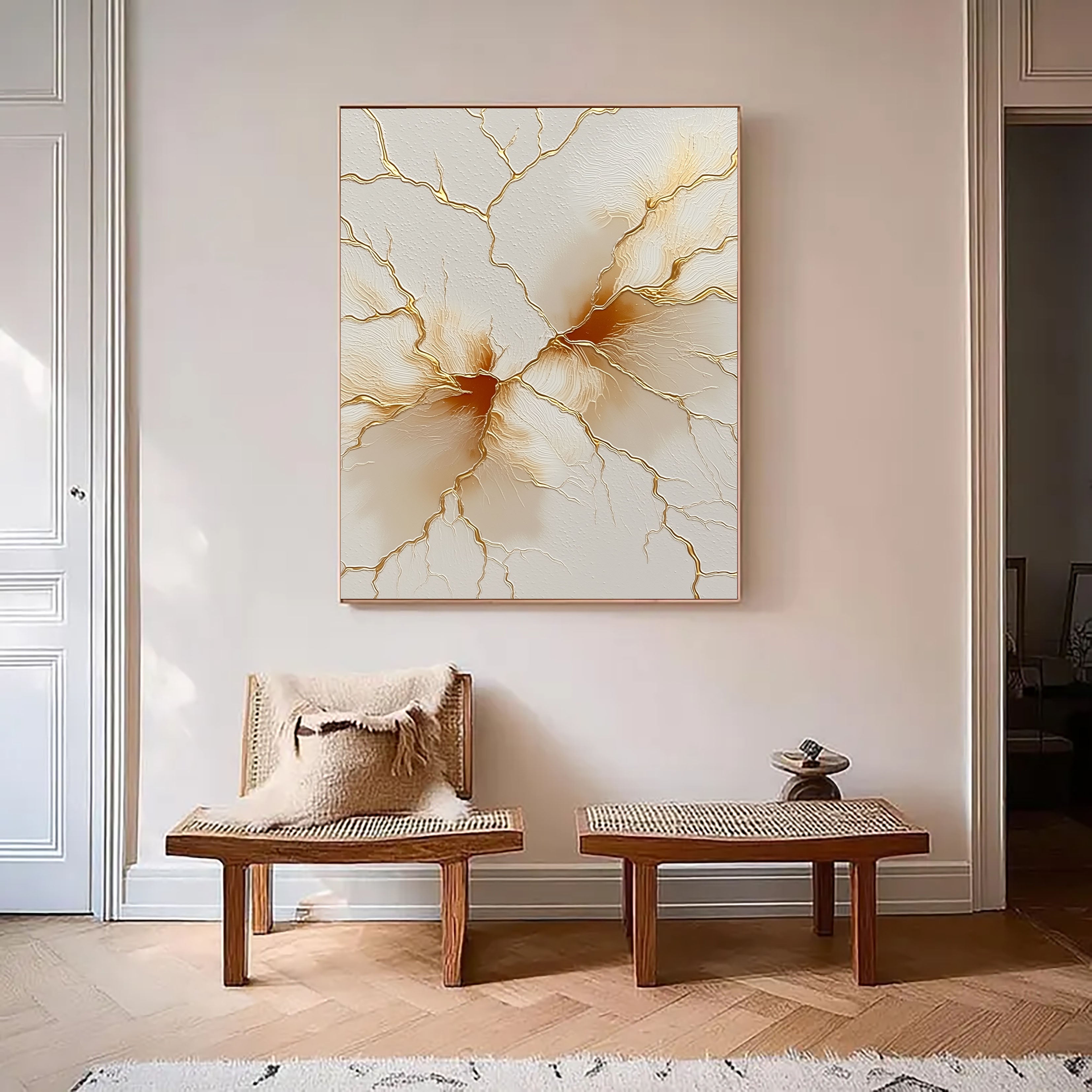 Textured Gilded Fractures | Amber Veins