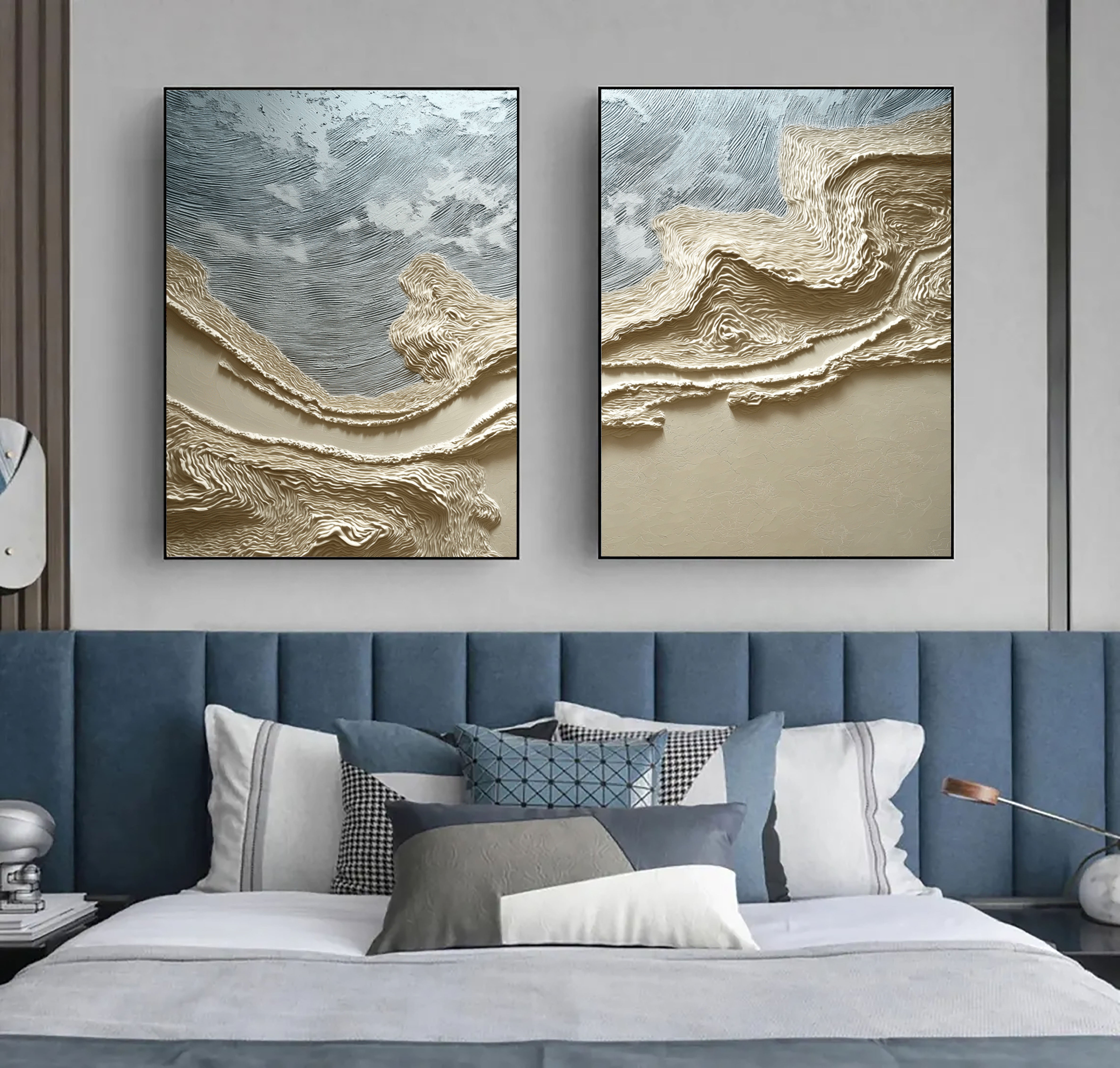 Geschichtete Erdtöne | Abstraktes Diptychon