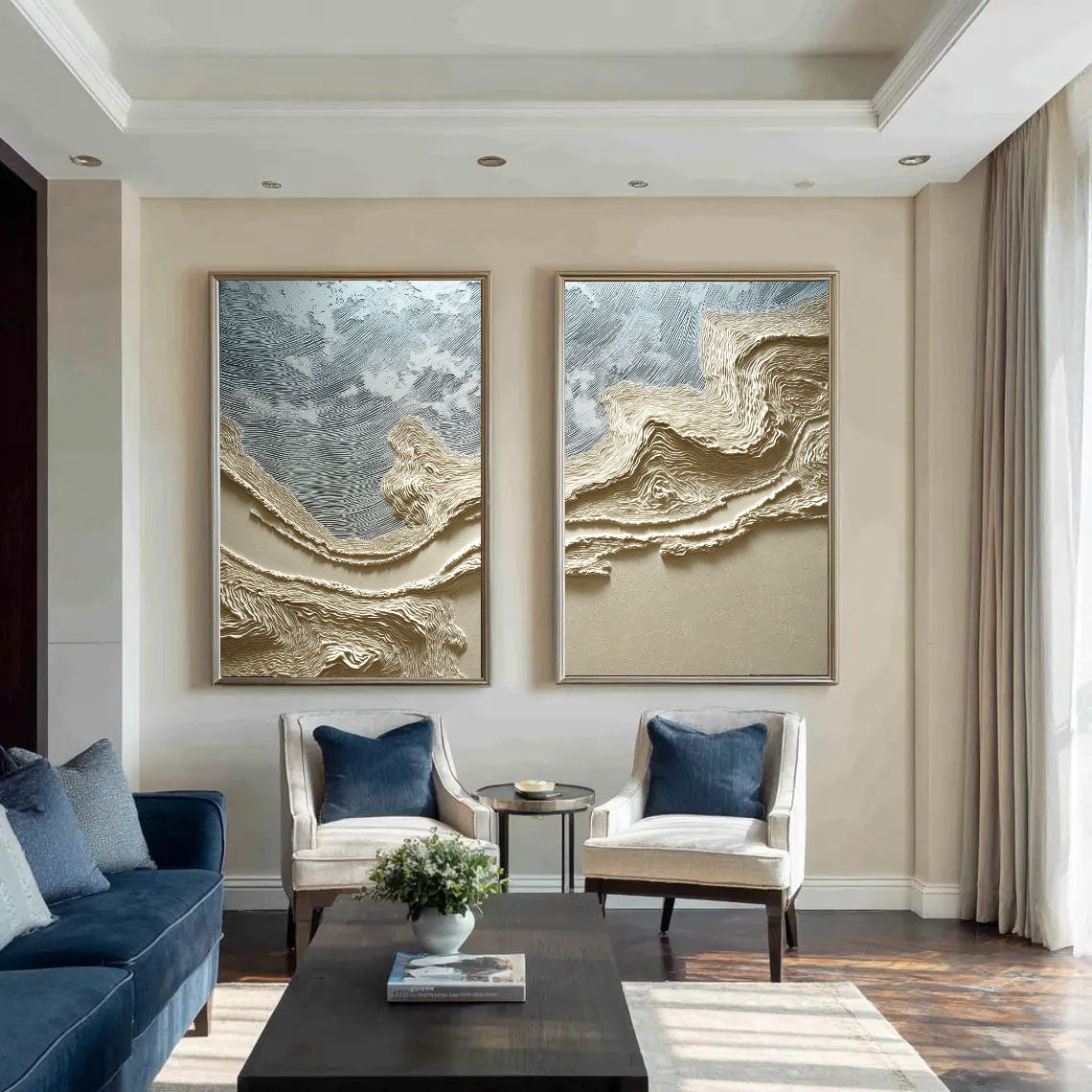 Textured Metallic Currents | Golden Waves