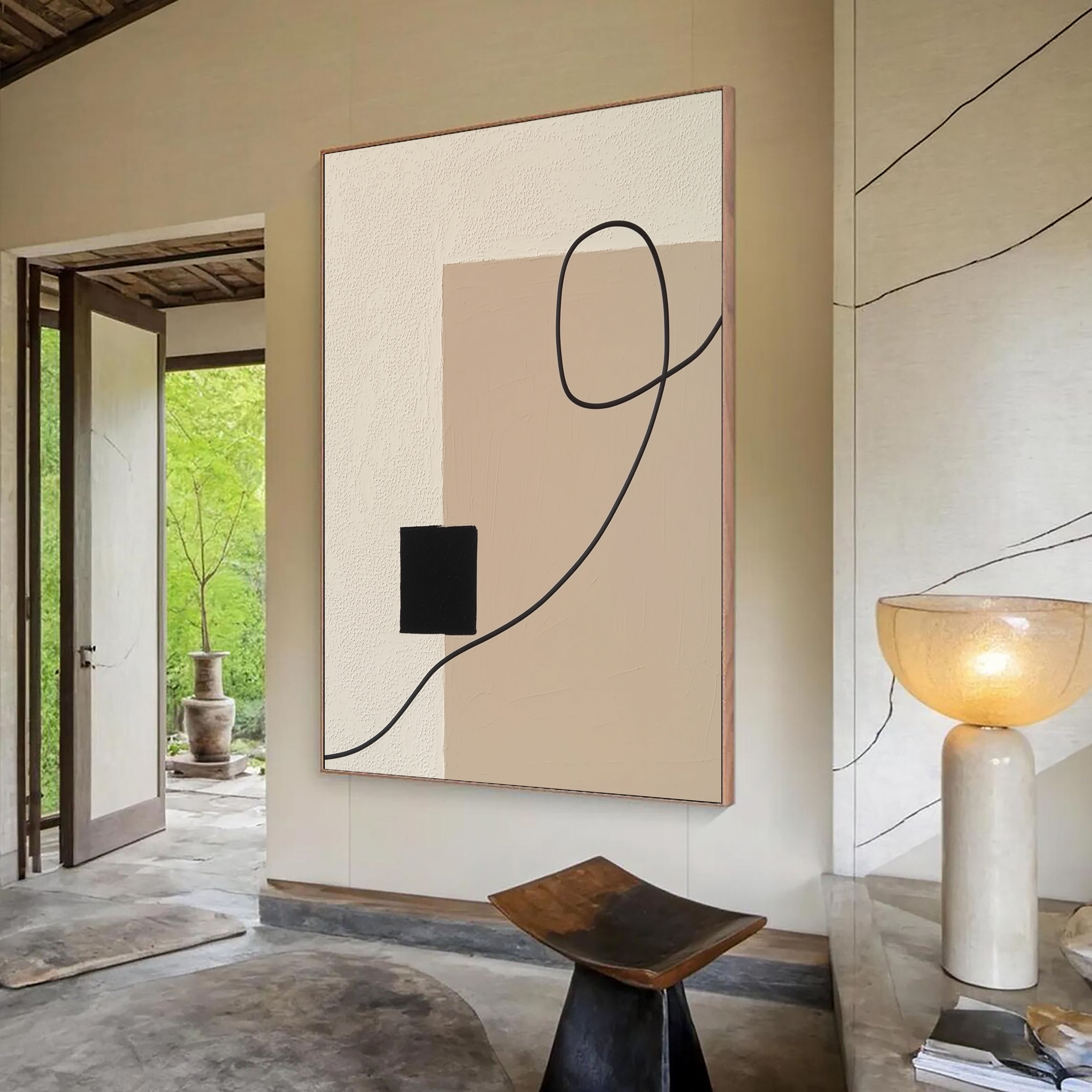 Textured Minimal Geometry | Beige Black