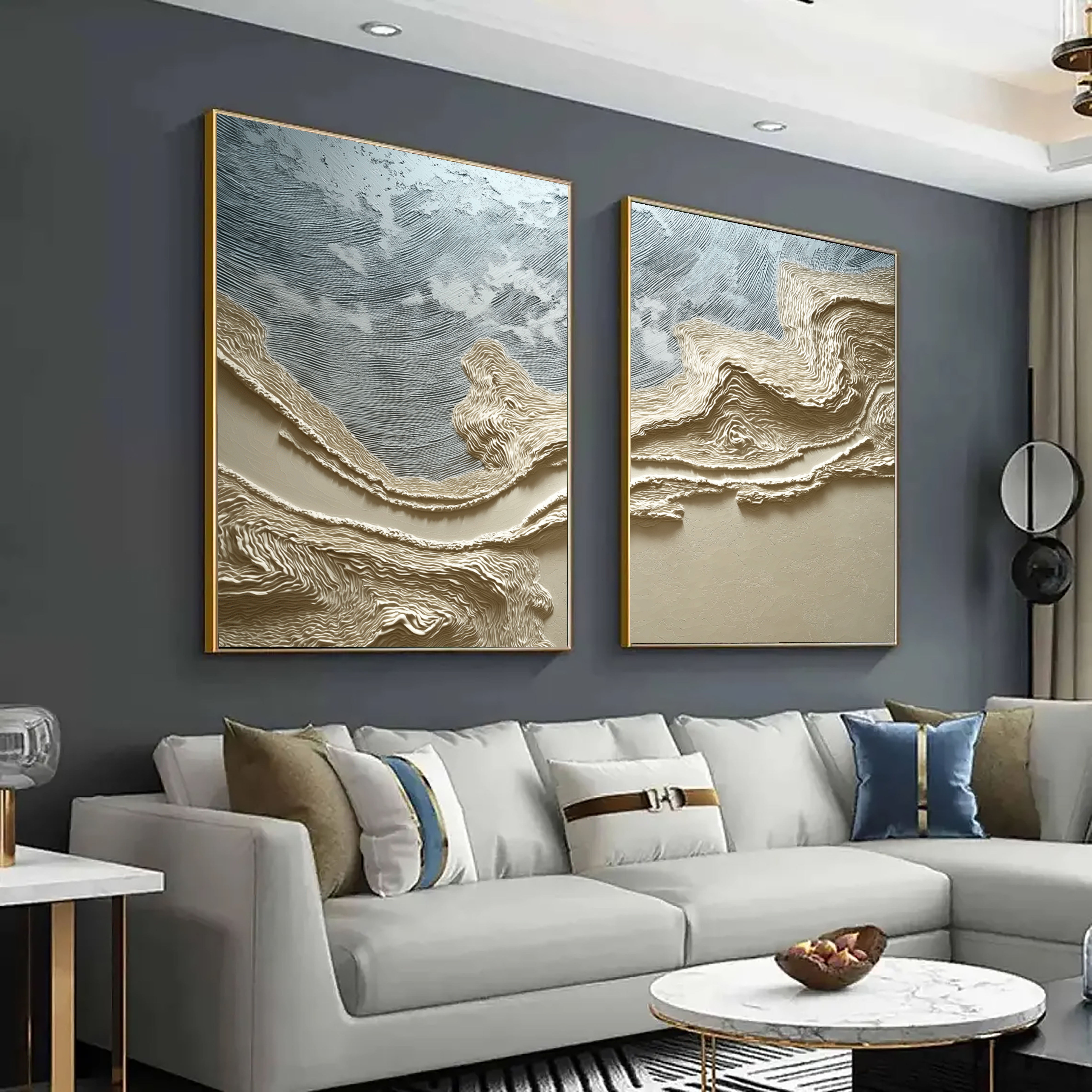 Textured Metallic Currents | Golden Waves