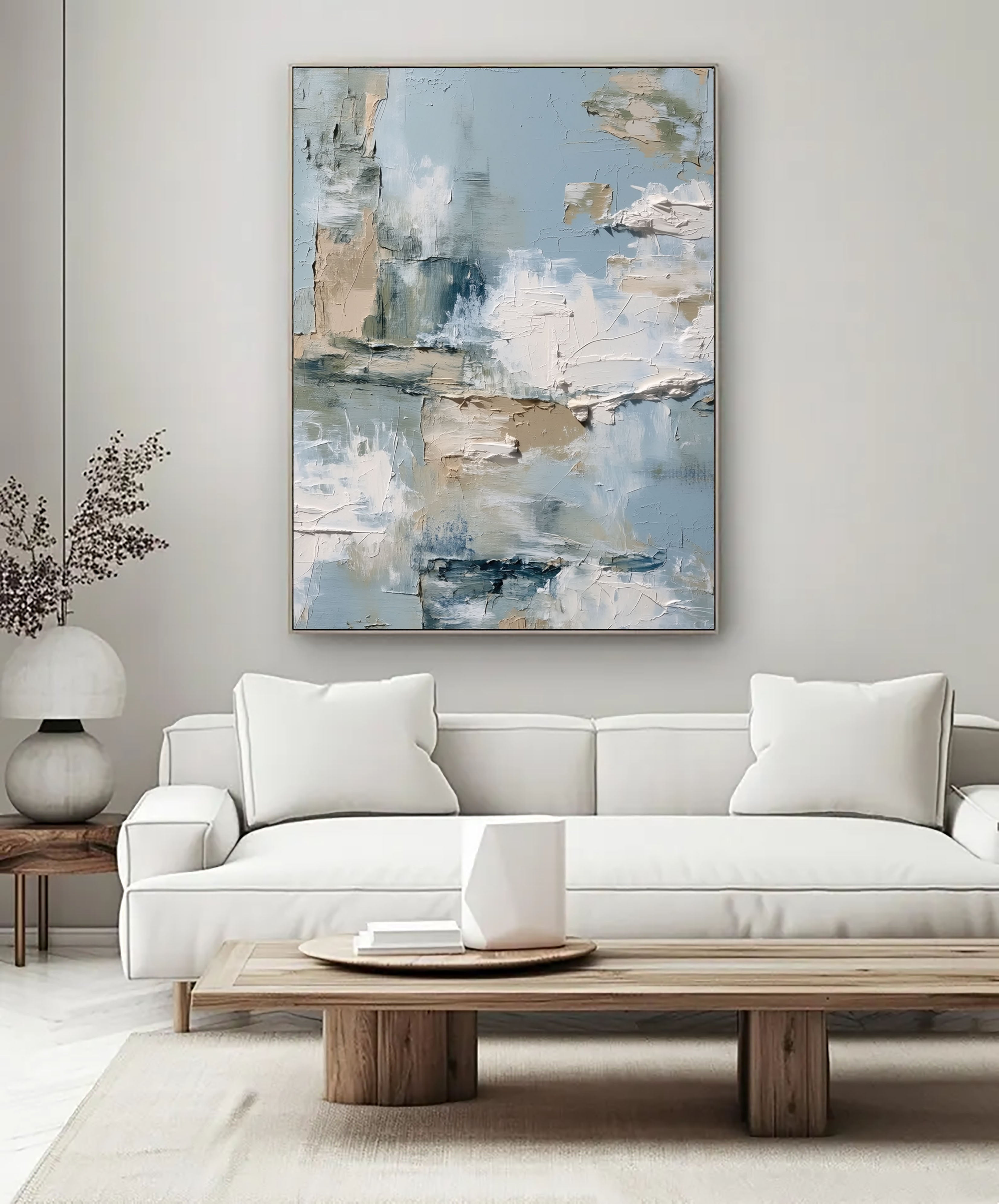 Textured Abstract Patches | Blue Beige
