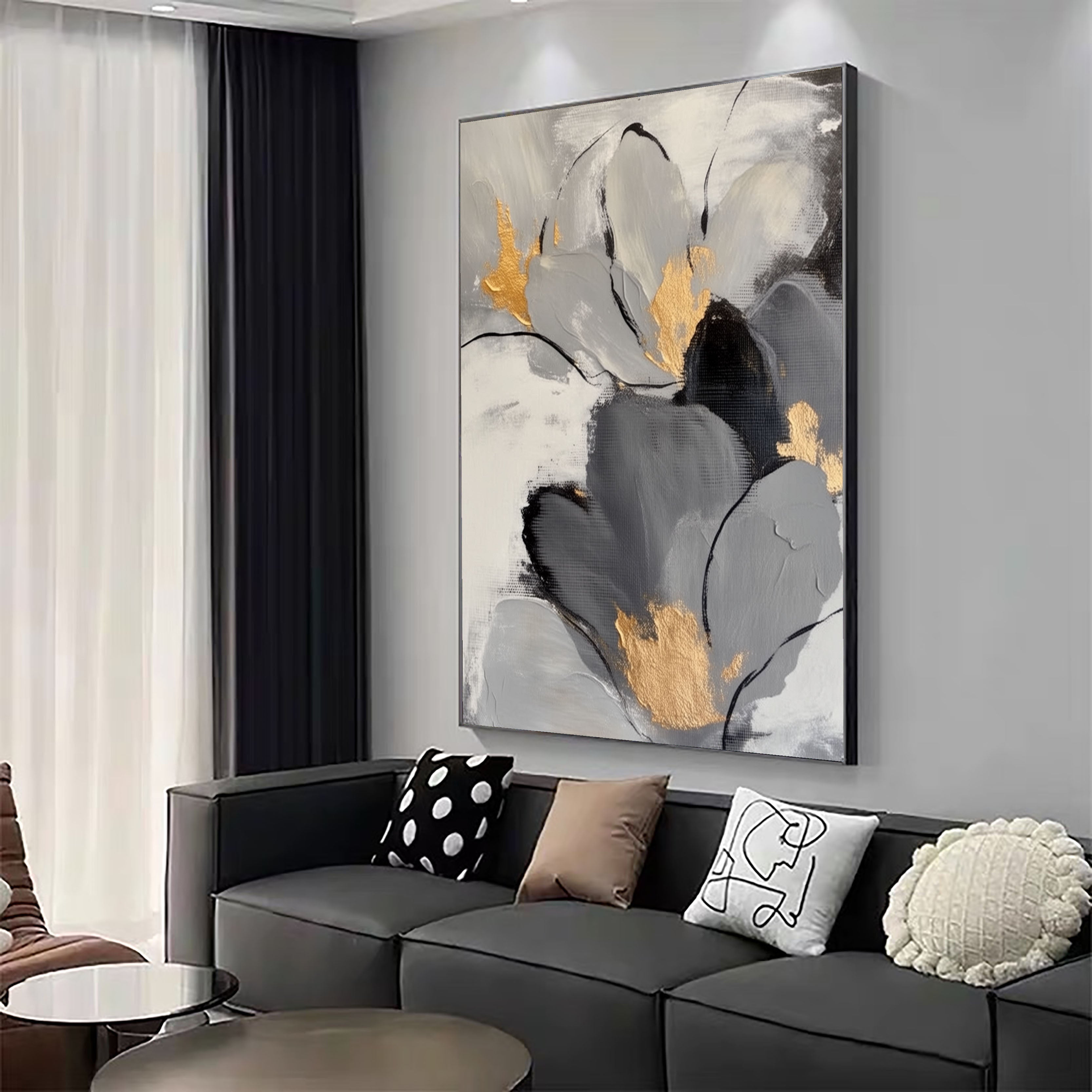 Textured Gilded Blooms | Monochrome Hues