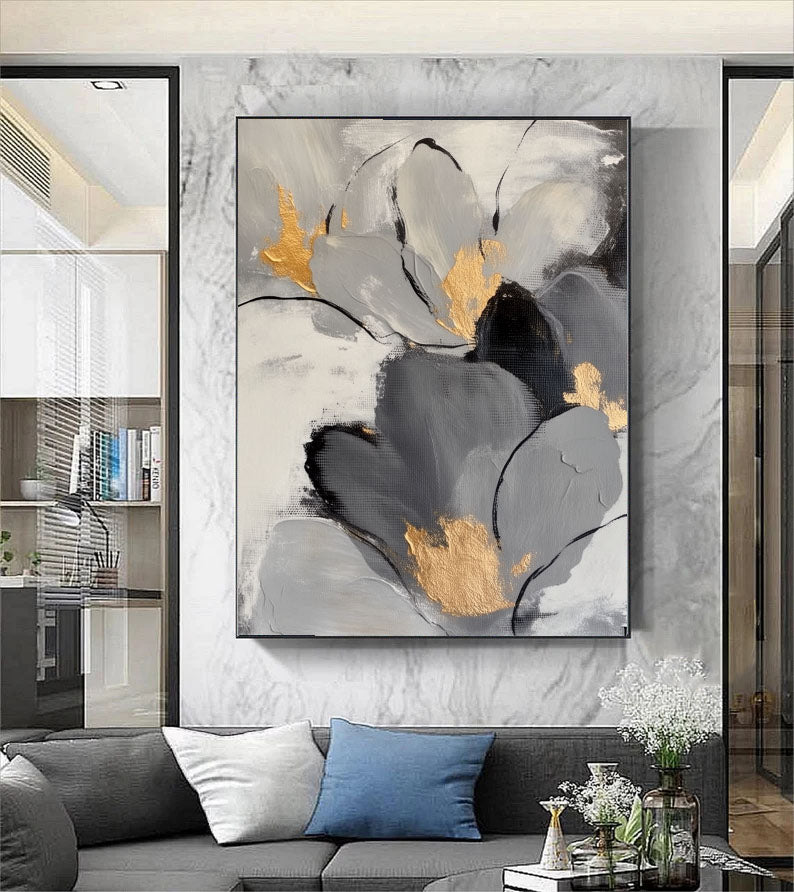 Textured Gilded Blooms | Monochrome Hues