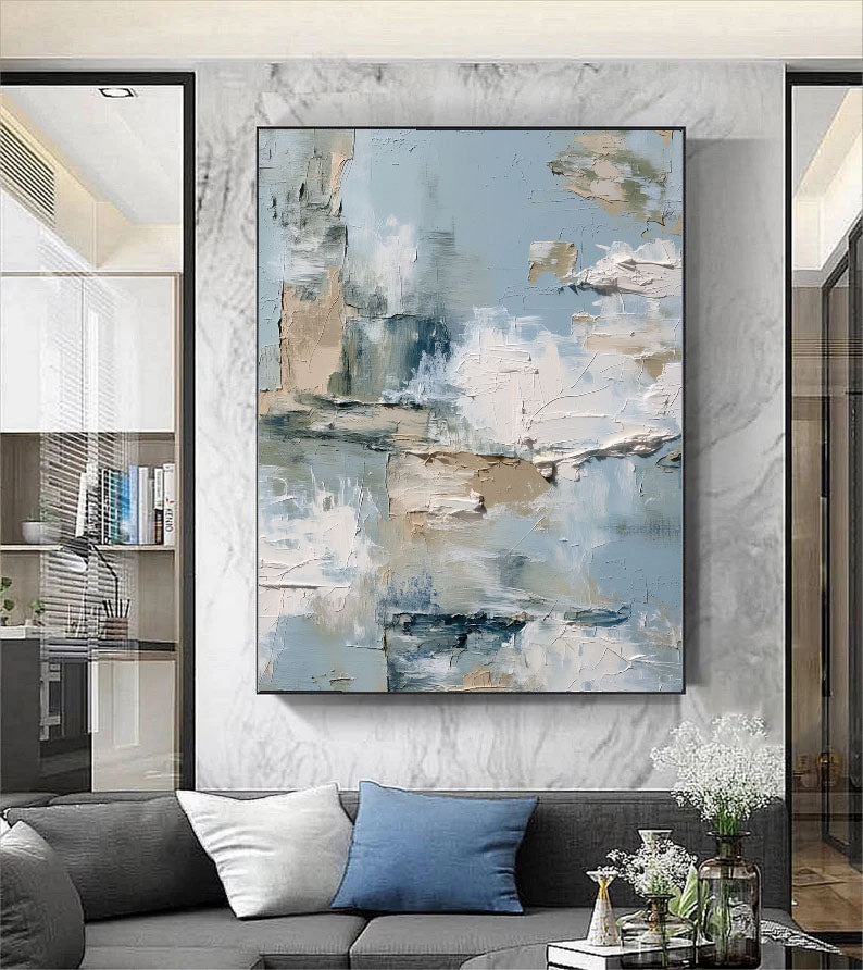 Textured Abstract Patches | Blue Beige