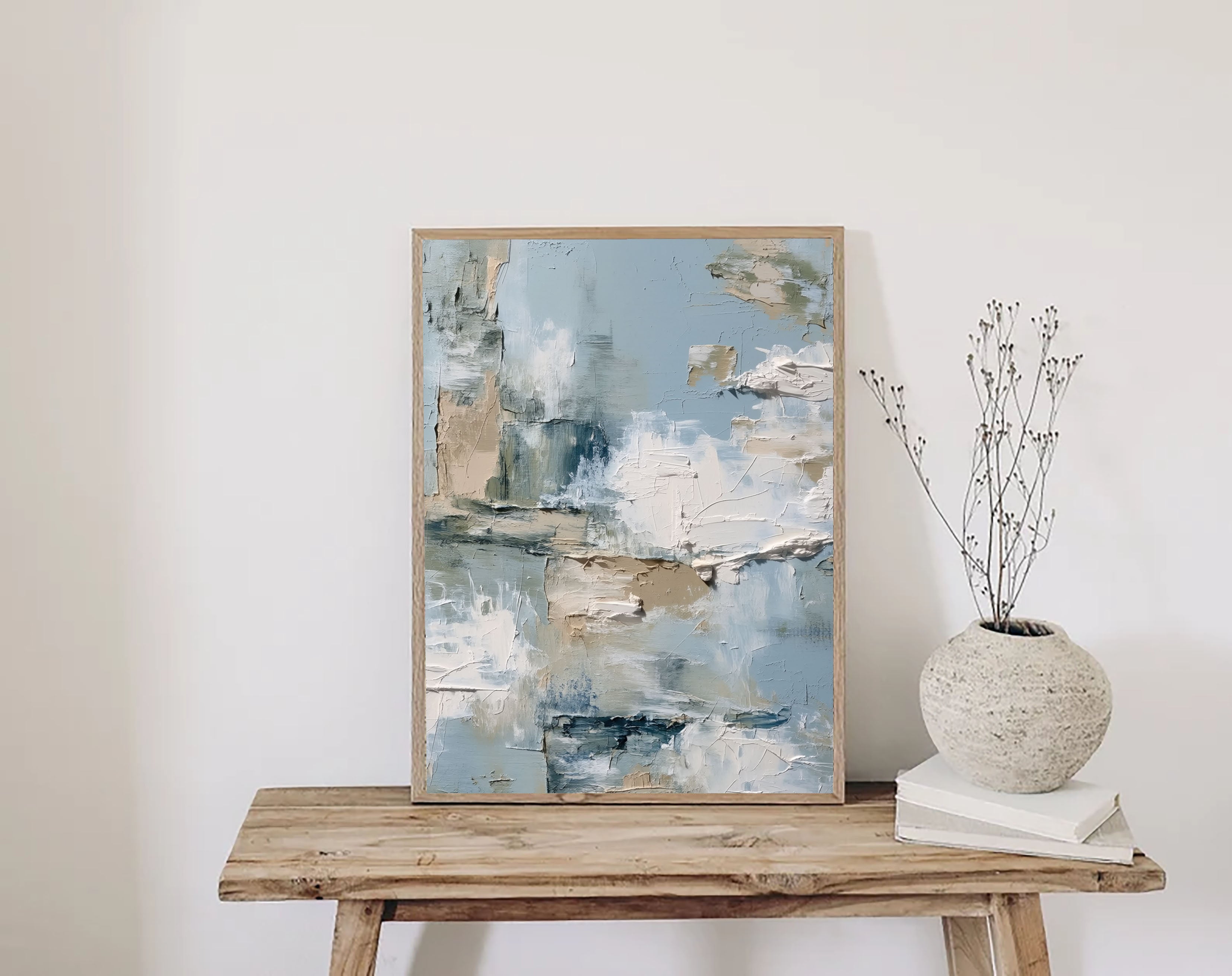 Textured Abstract Patches | Blue Beige