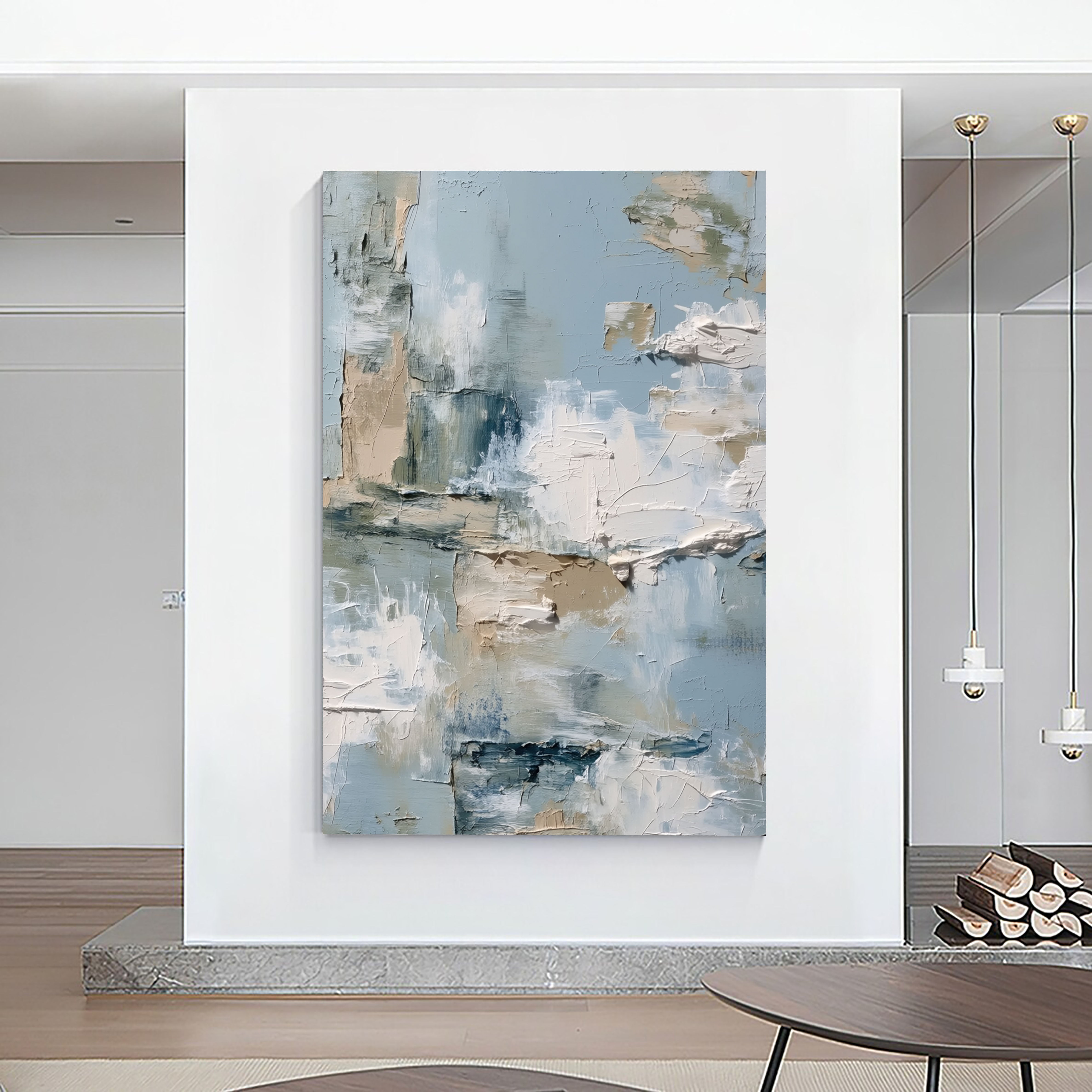 Textured Abstract Patches | Blue Beige