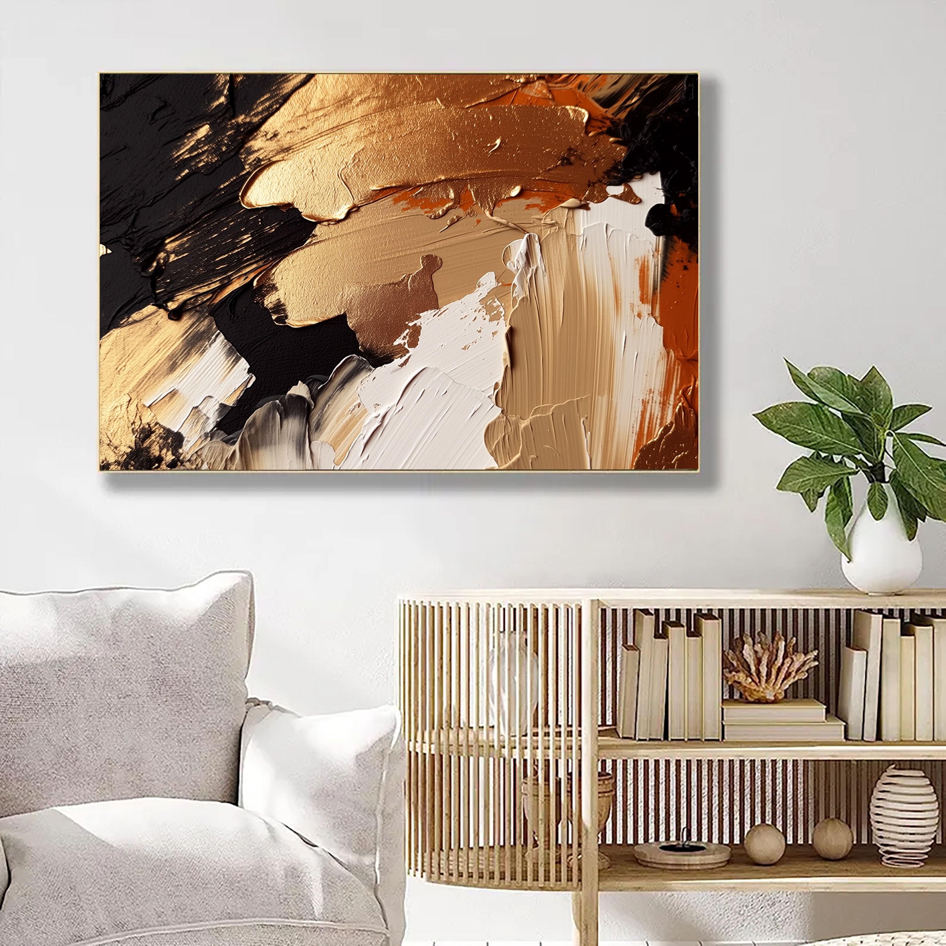 Strukturiertes vergoldetes Impasto | Gold Schwarz