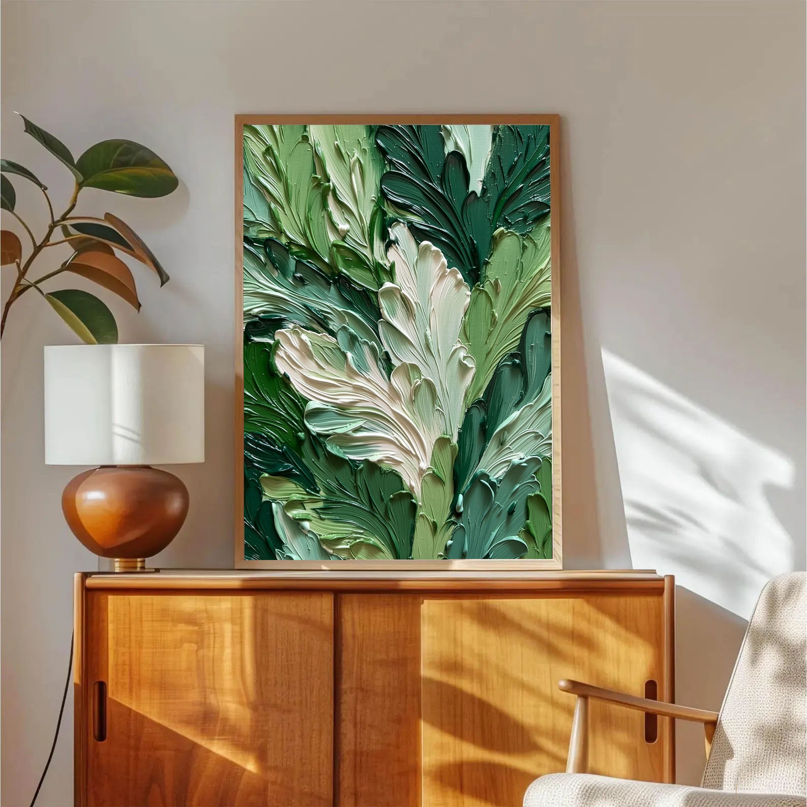 Textured Lush Foliage | Green White
