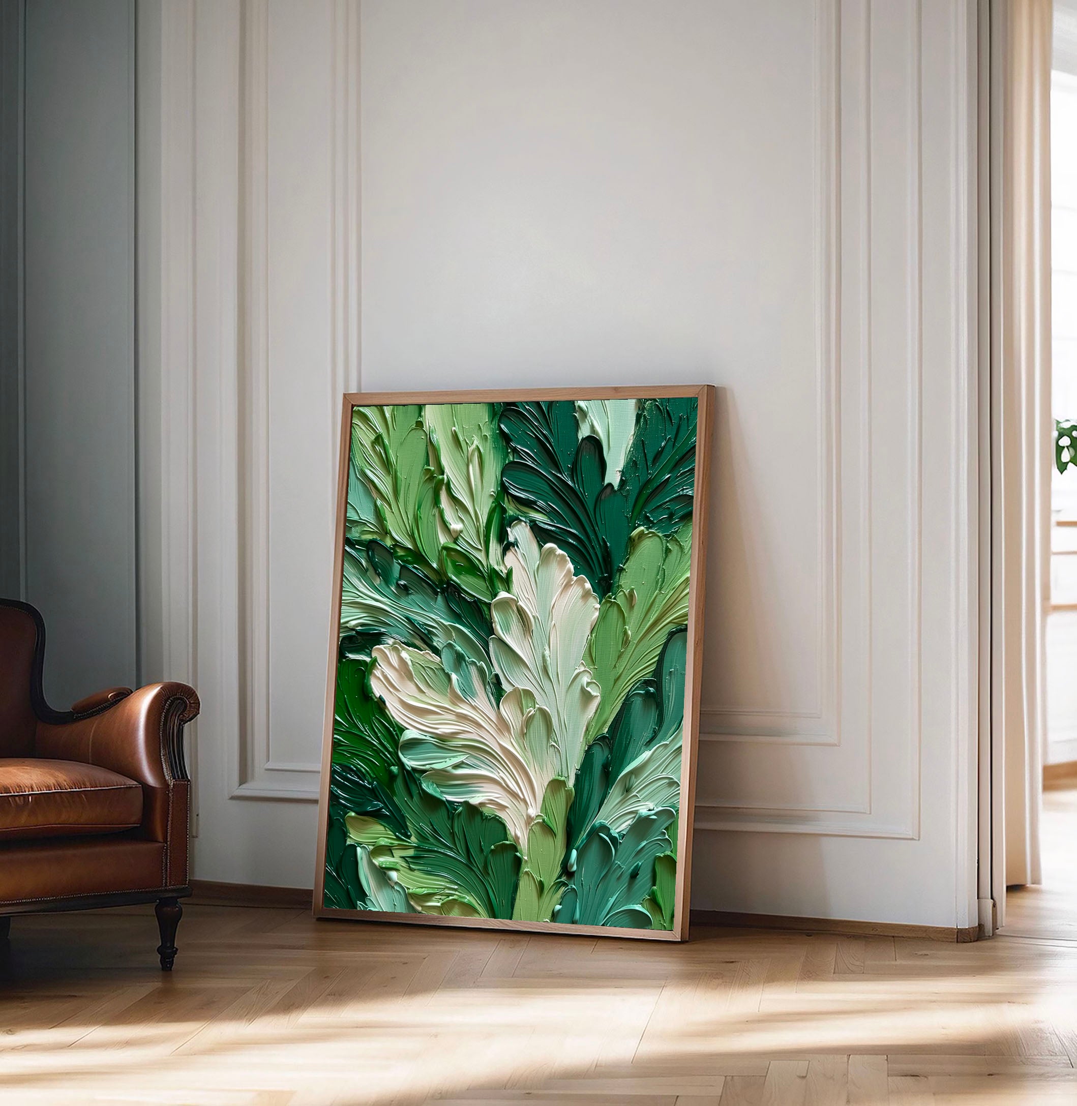 Textured Lush Foliage | Green White