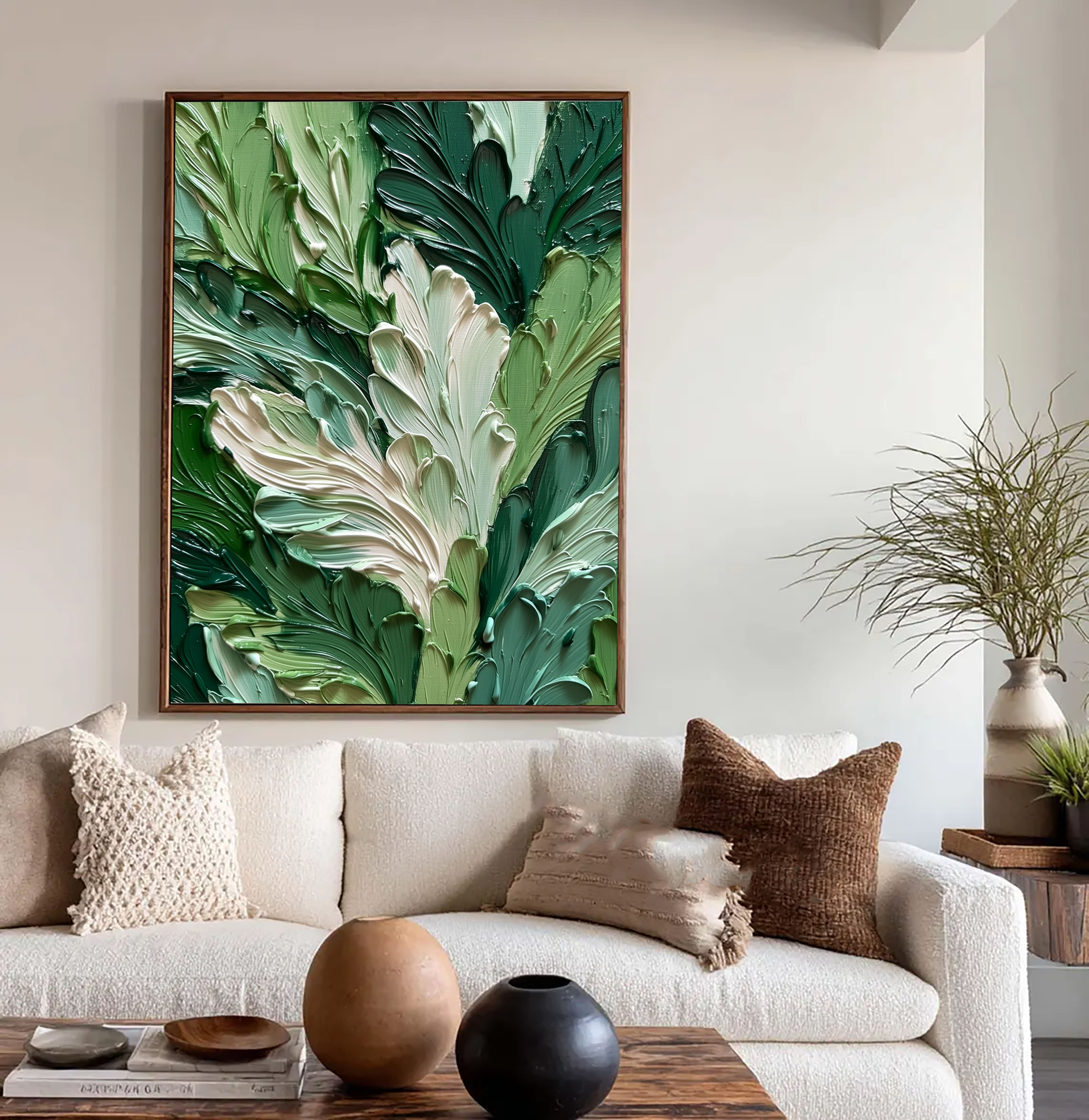 Textured Lush Foliage | Green White