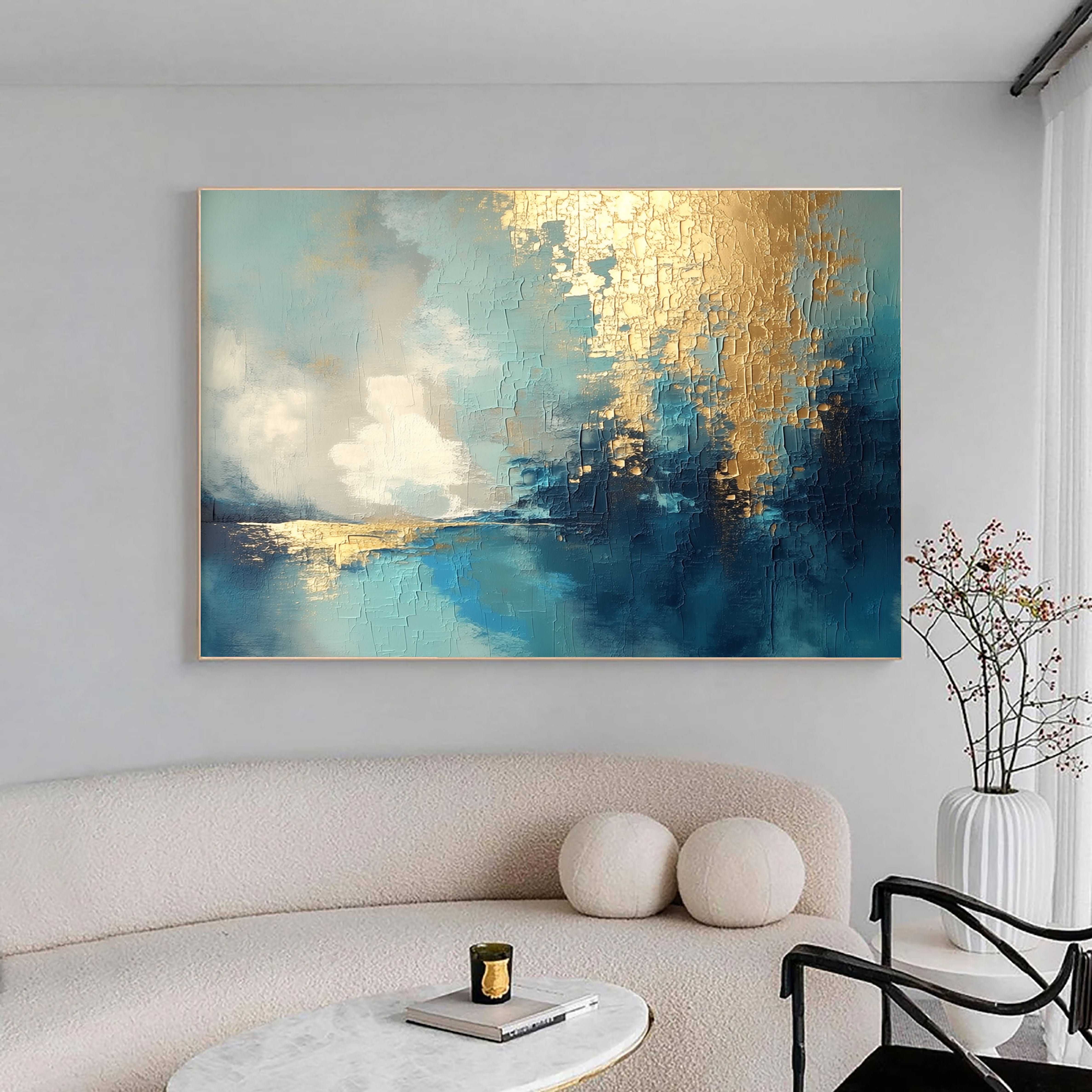 Textured Gilded Horizon | Teal Gold