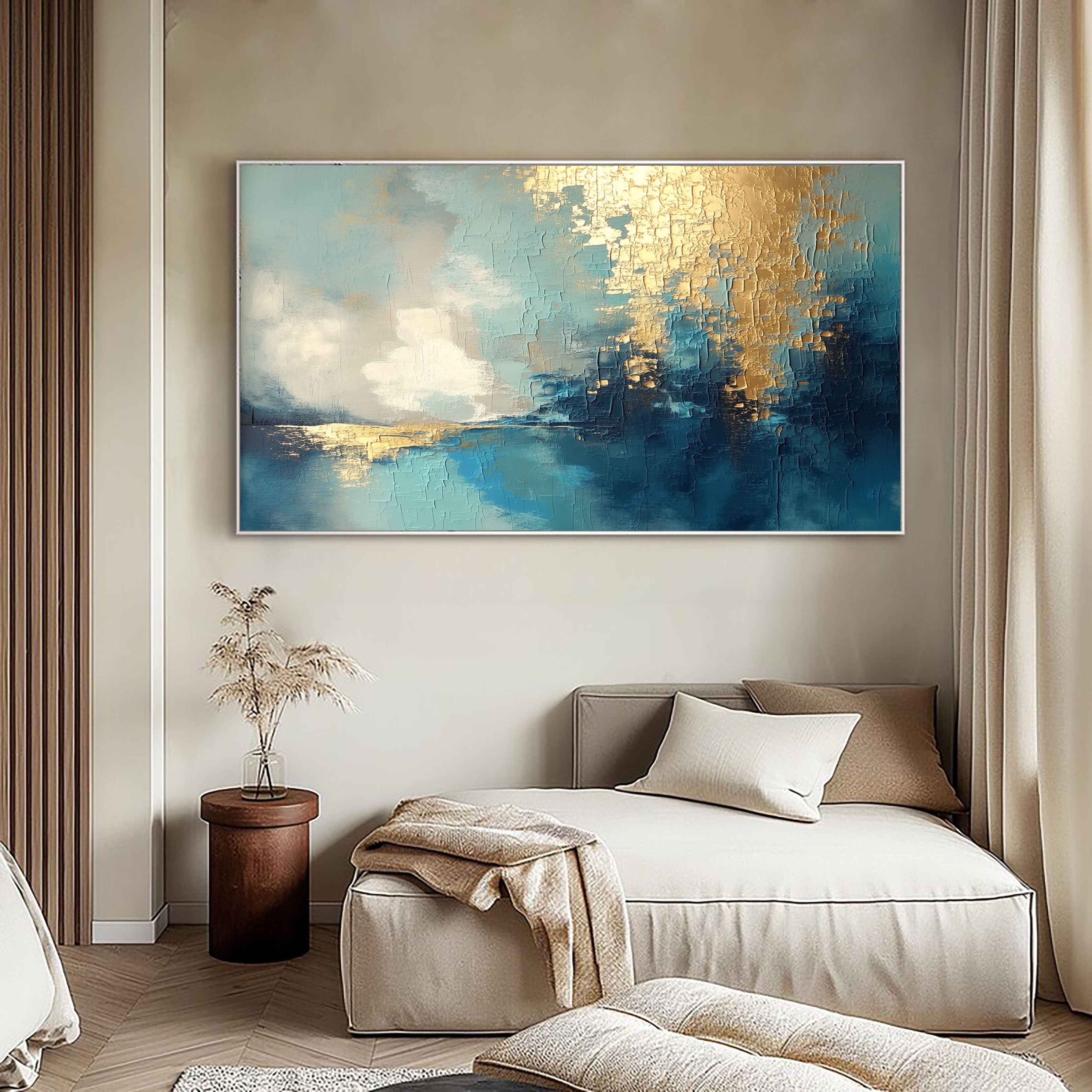 Textured Gilded Horizon | Teal Gold