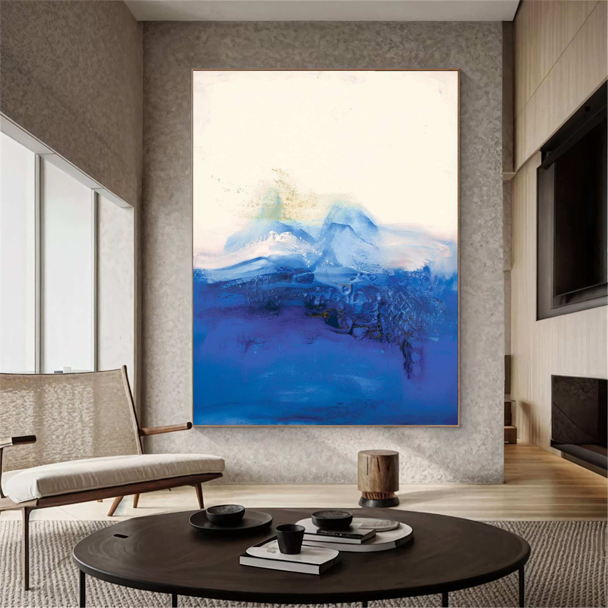 Textured Azure Opulence | Blue White