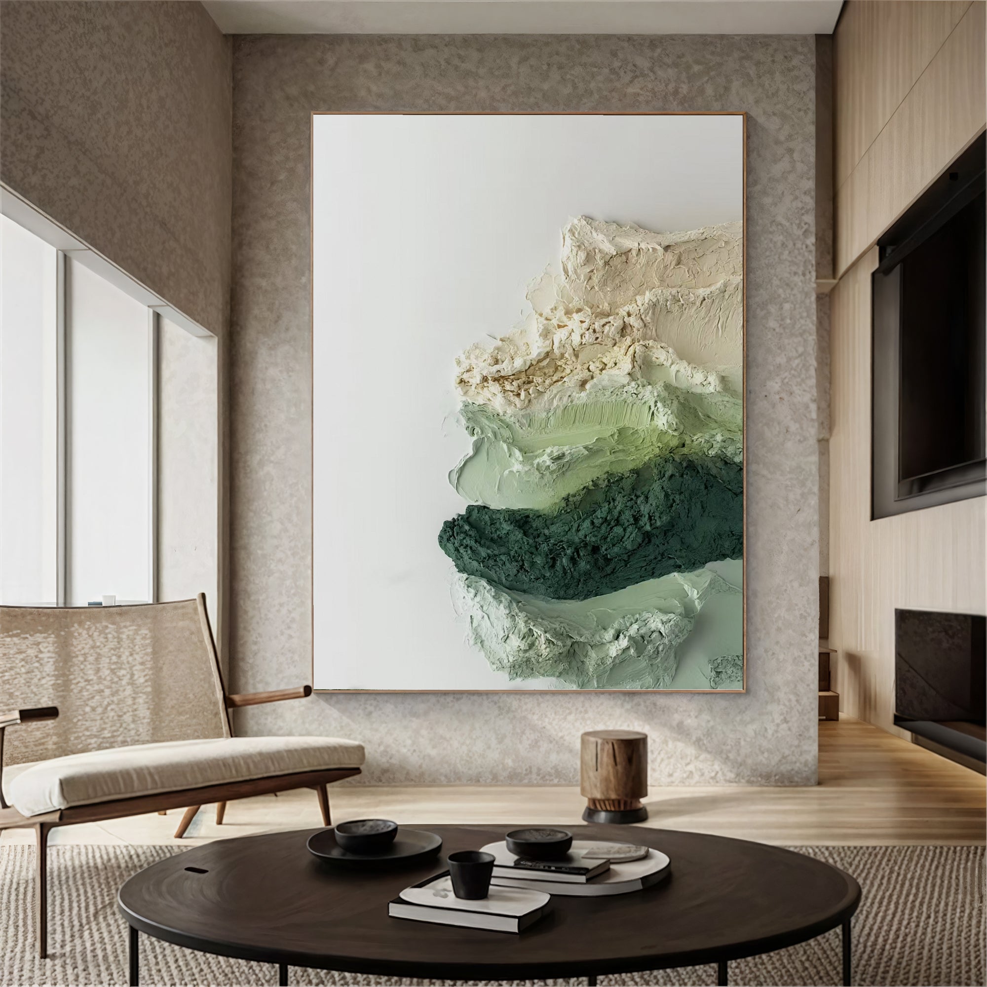 Textured Verdant Gradients | Ivory Crescents