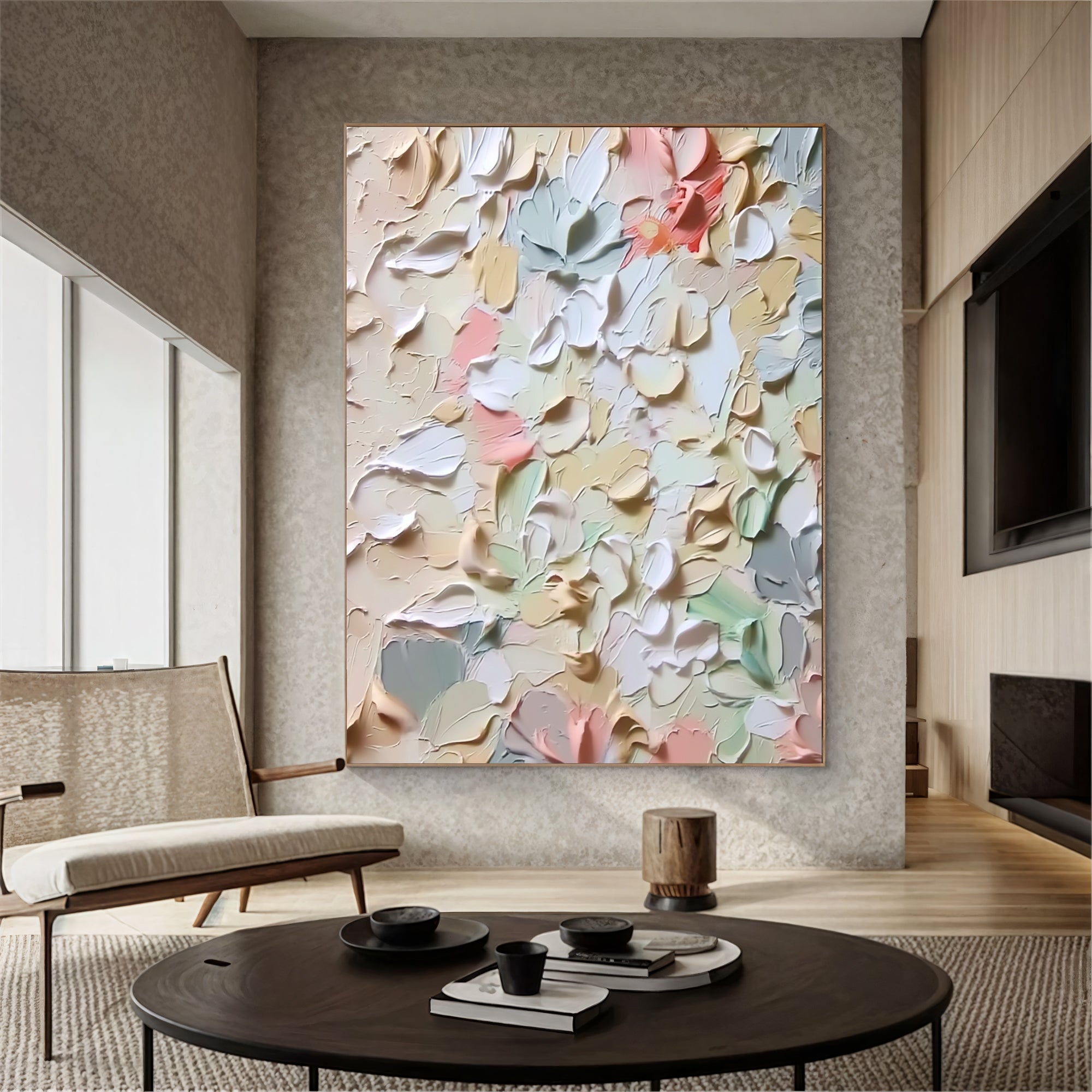 Textured Petal Tapestry | Pastel Blooms