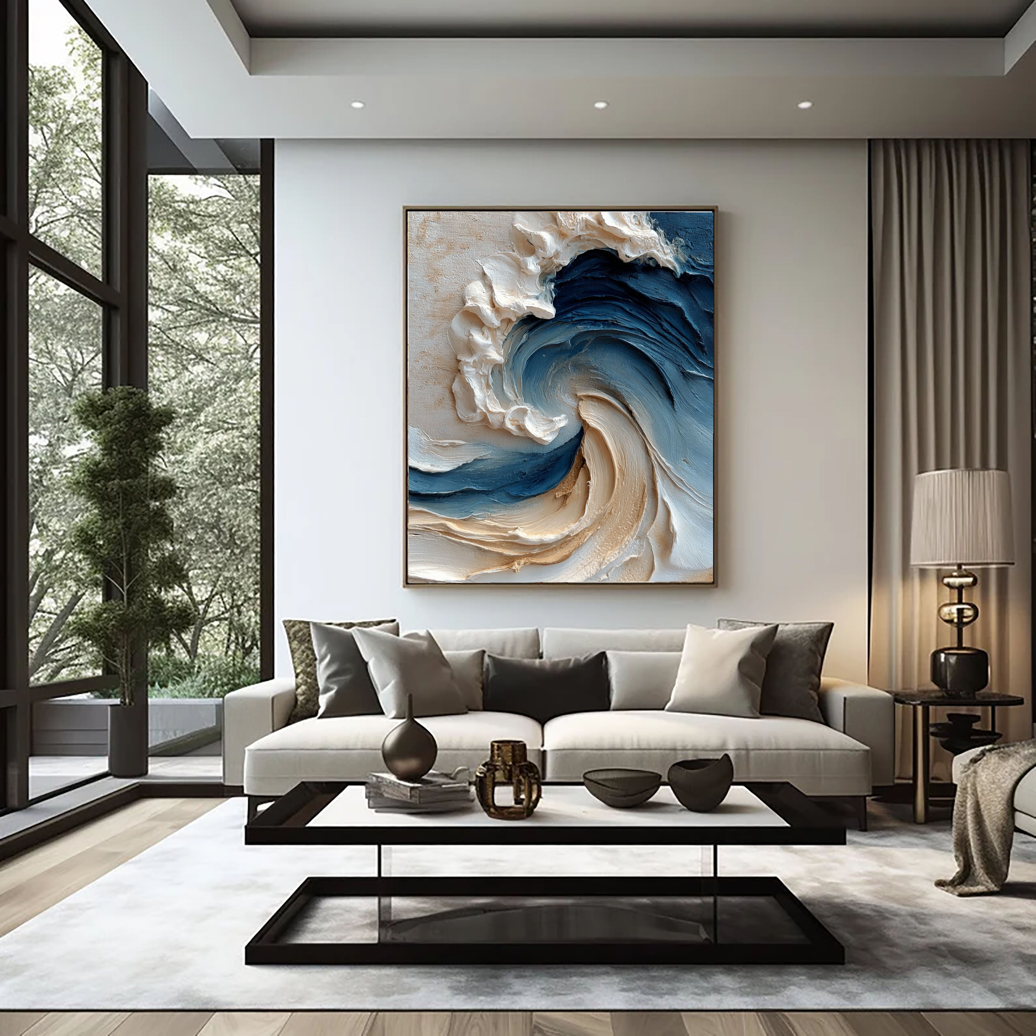 Textured Wave Opulence | Blue Crests