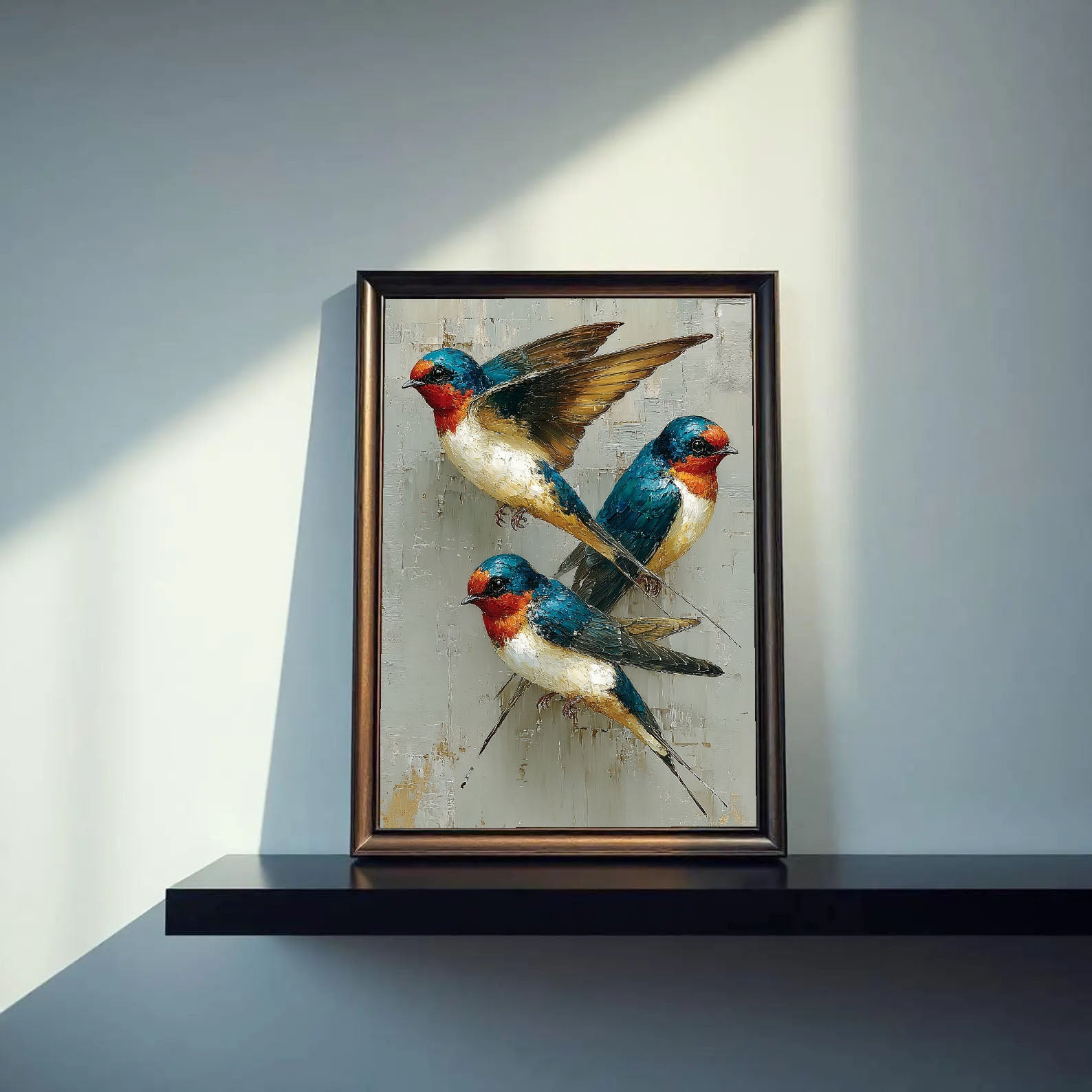 Vibrant Swallow Trio | Textured Charm