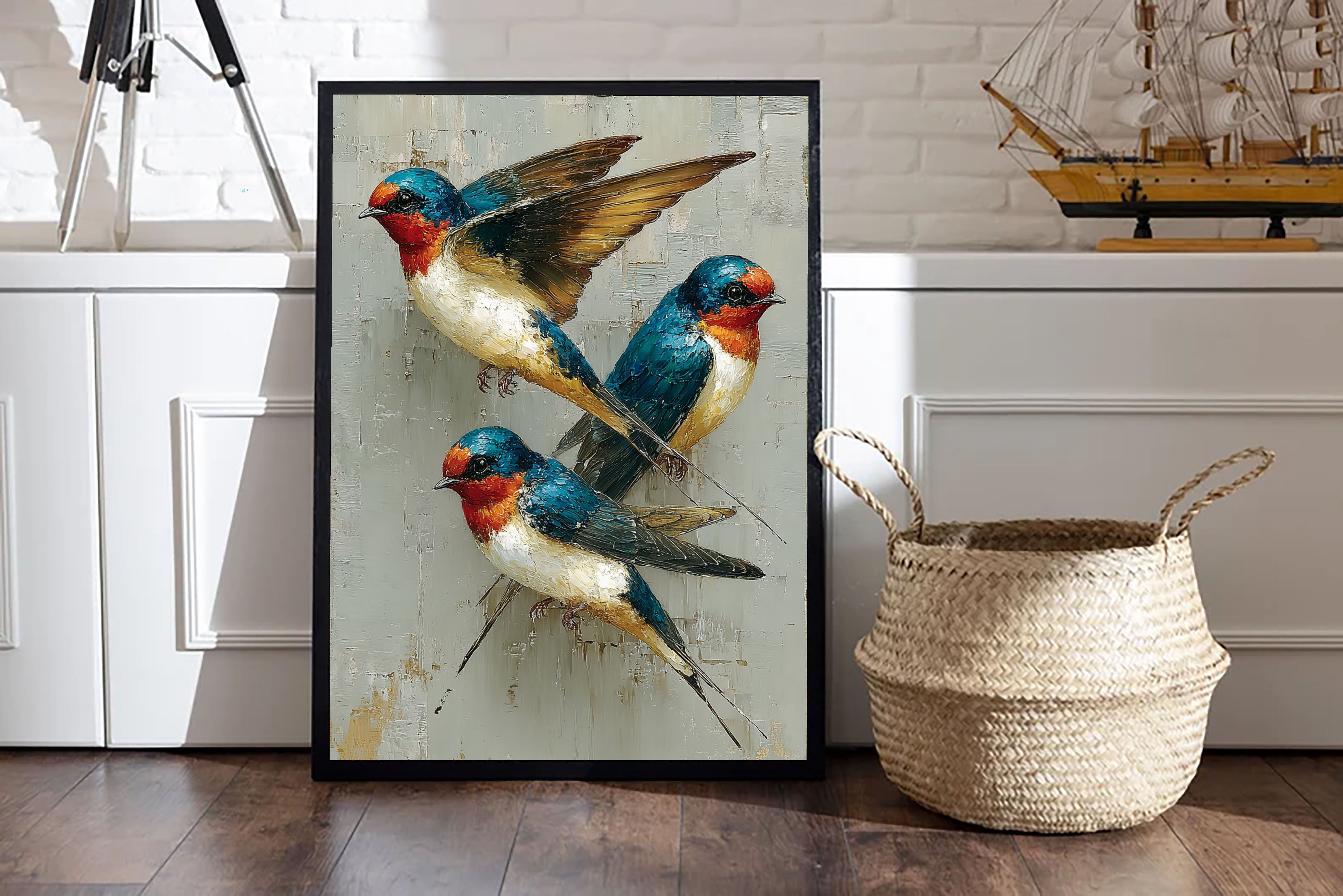 Vibrant Swallow Trio | Textured Charm