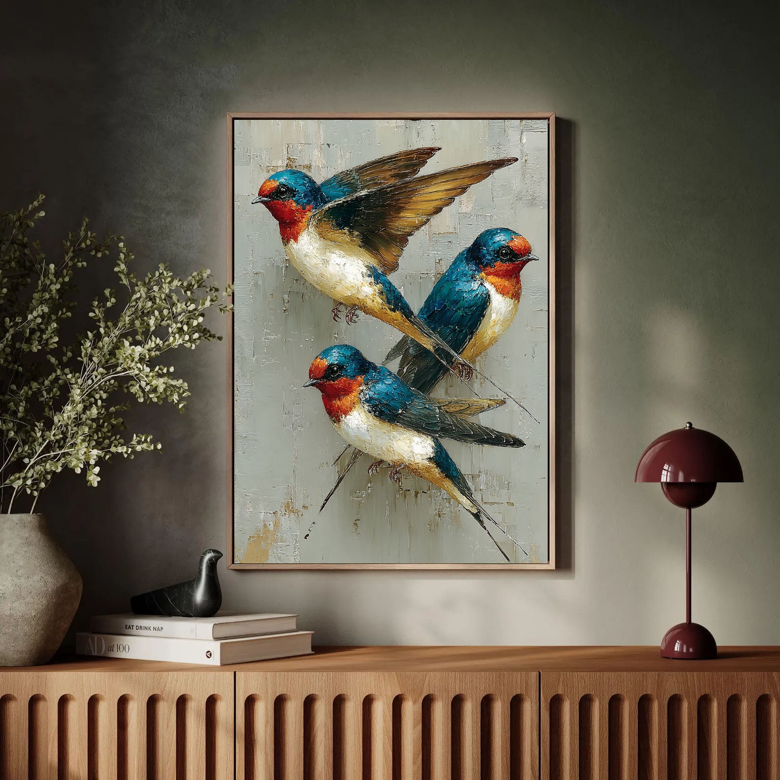 Vibrant Swallow Trio | Textured Charm