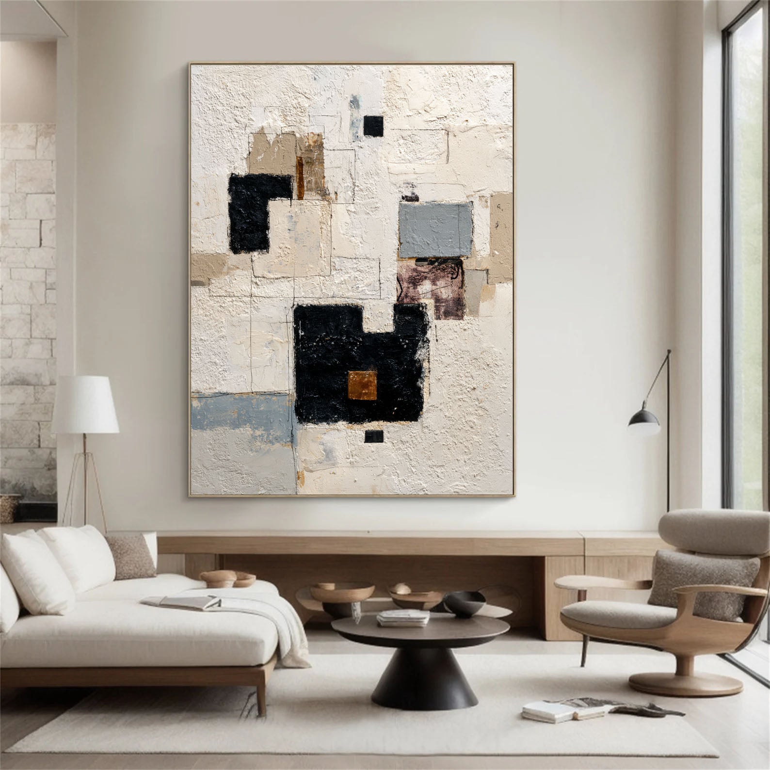Textured Geometric Art | Neutral Depth