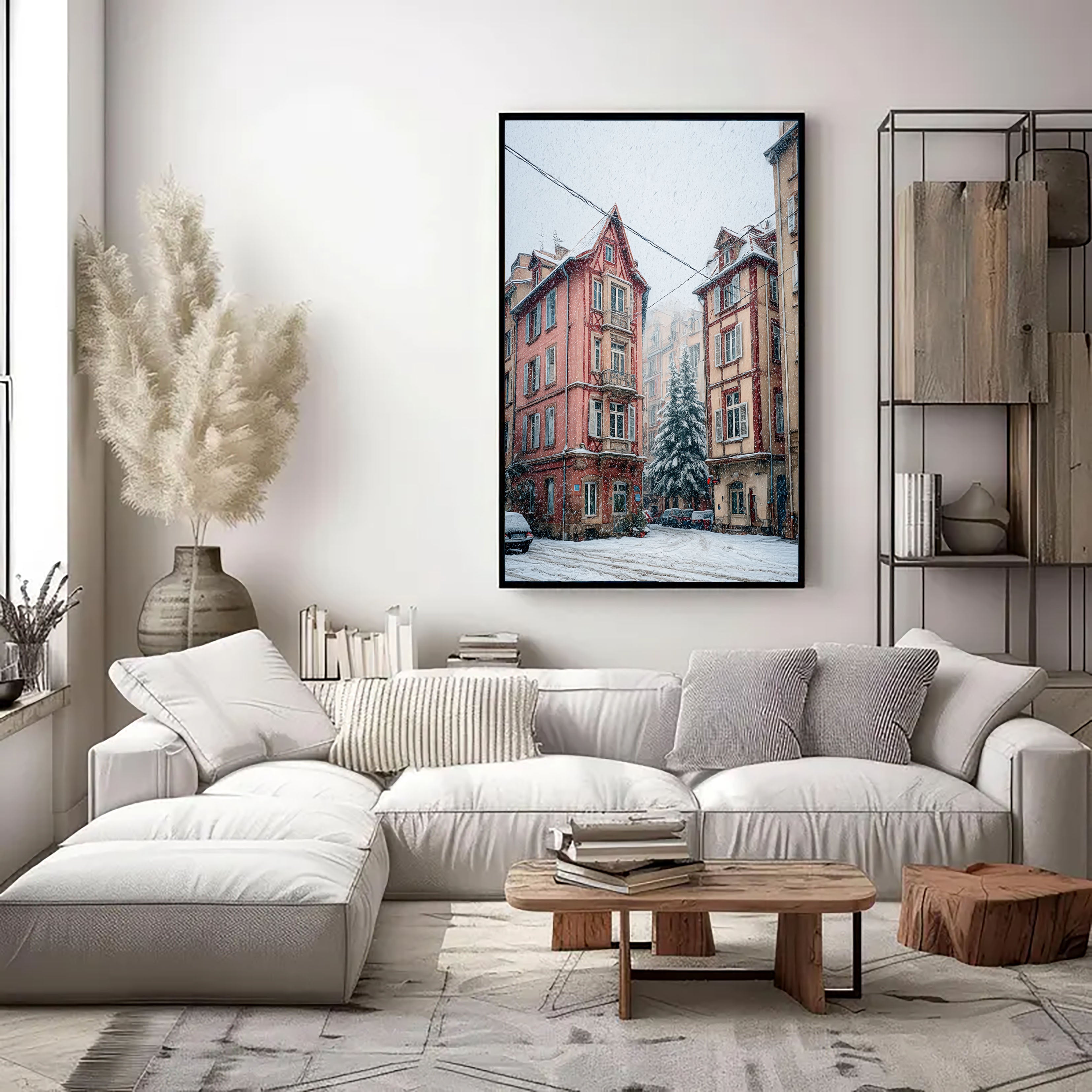 Snowy Streetscape Art | Vintage Charm