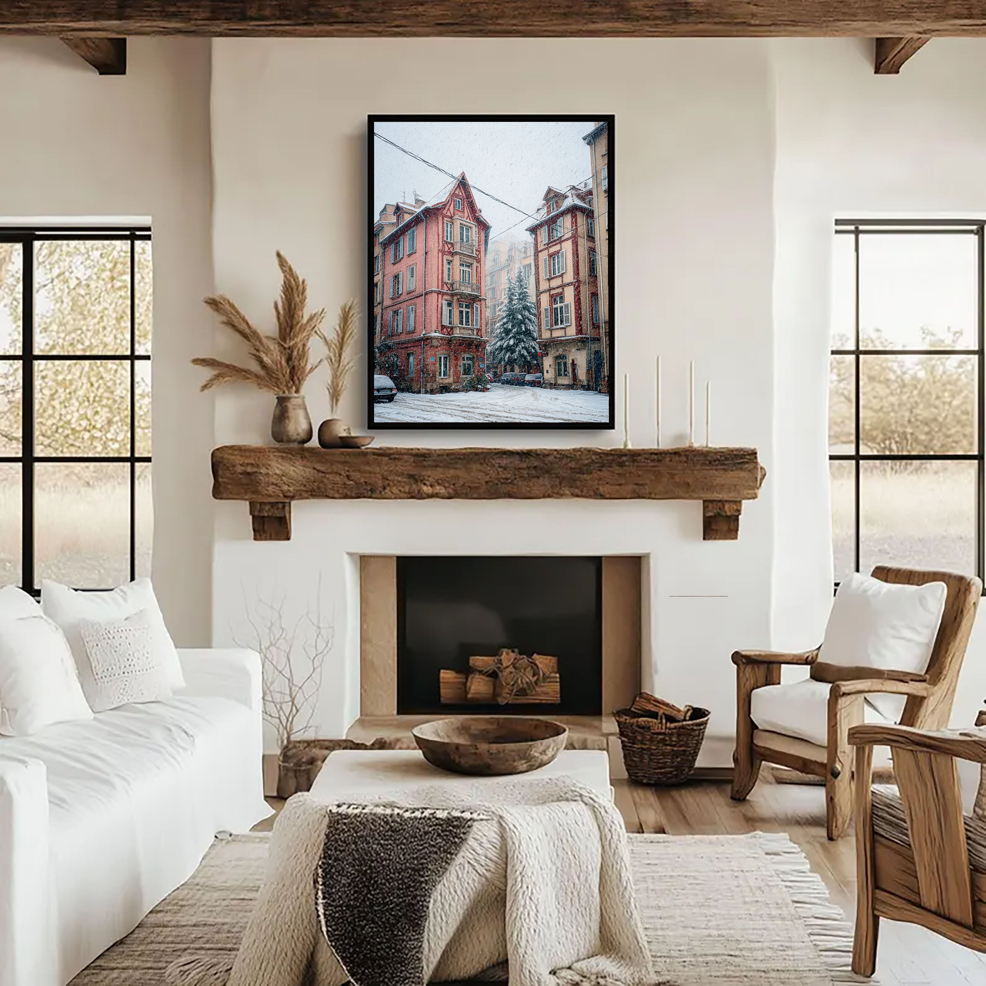 Snowy Streetscape Art | Vintage Charm