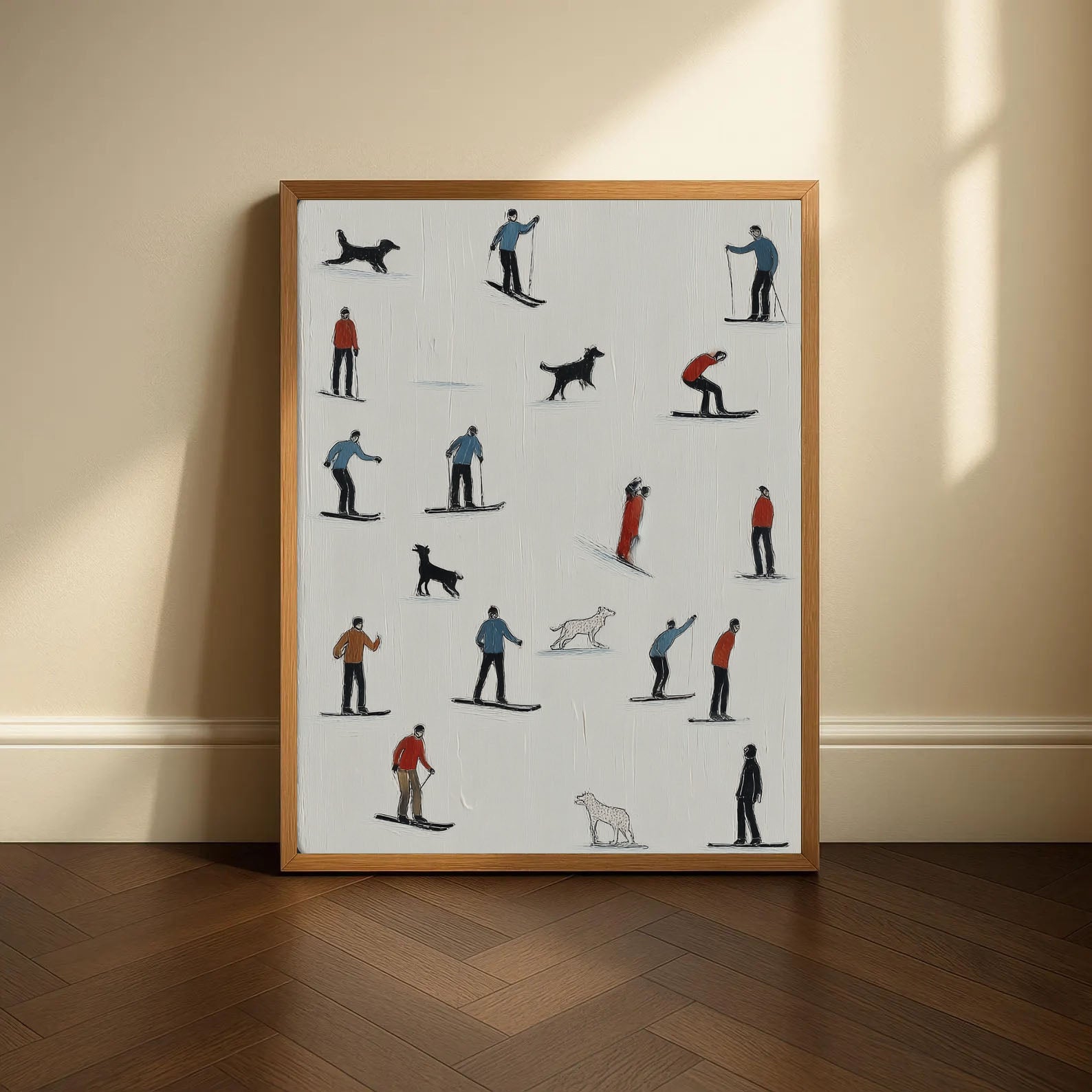 Skiing Scene Collage Art | Playful Texture