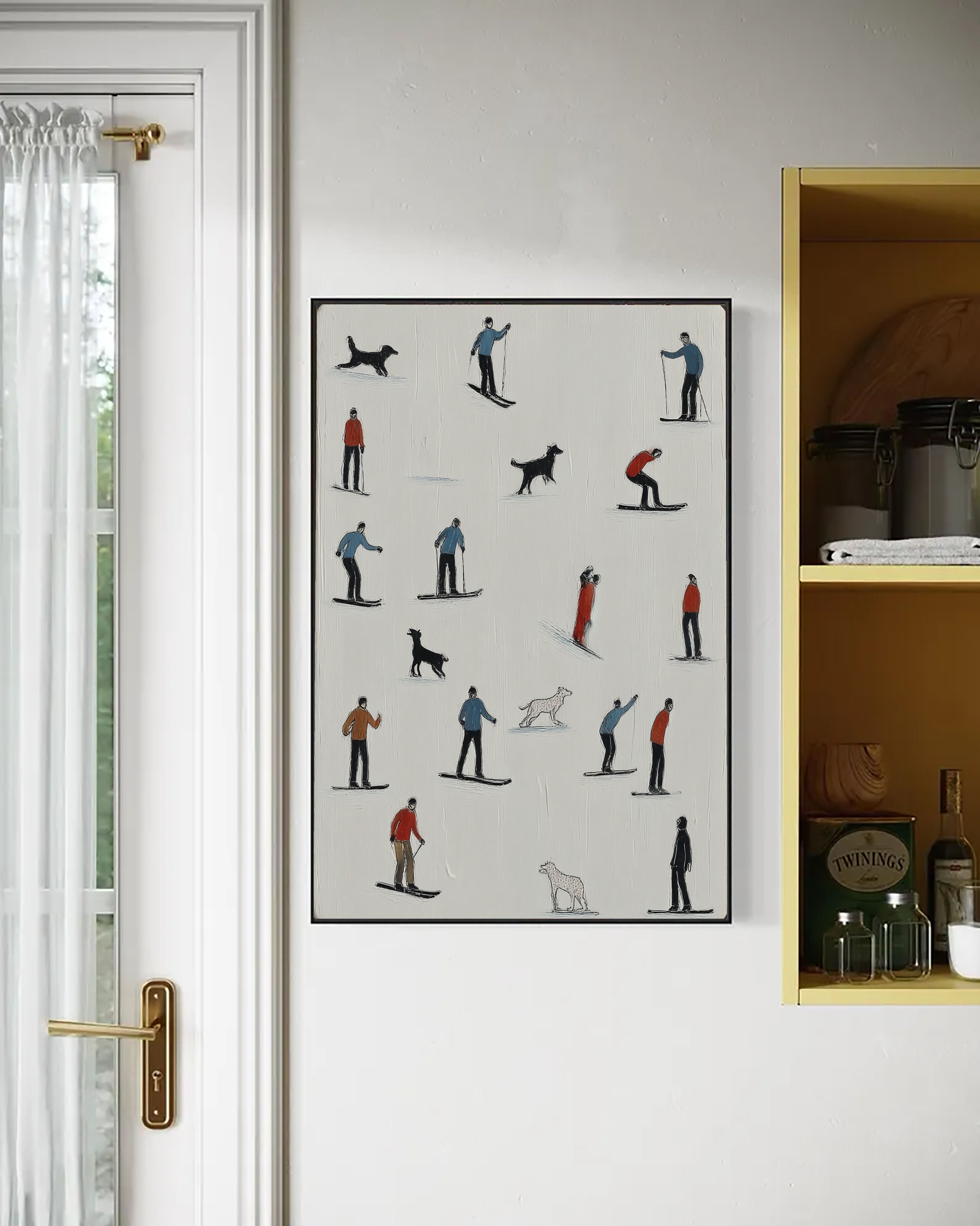 Skiing Scene Collage Art | Playful Texture