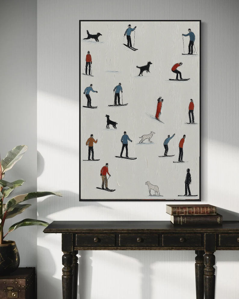 Skiing Scene Collage Art | Playful Texture
