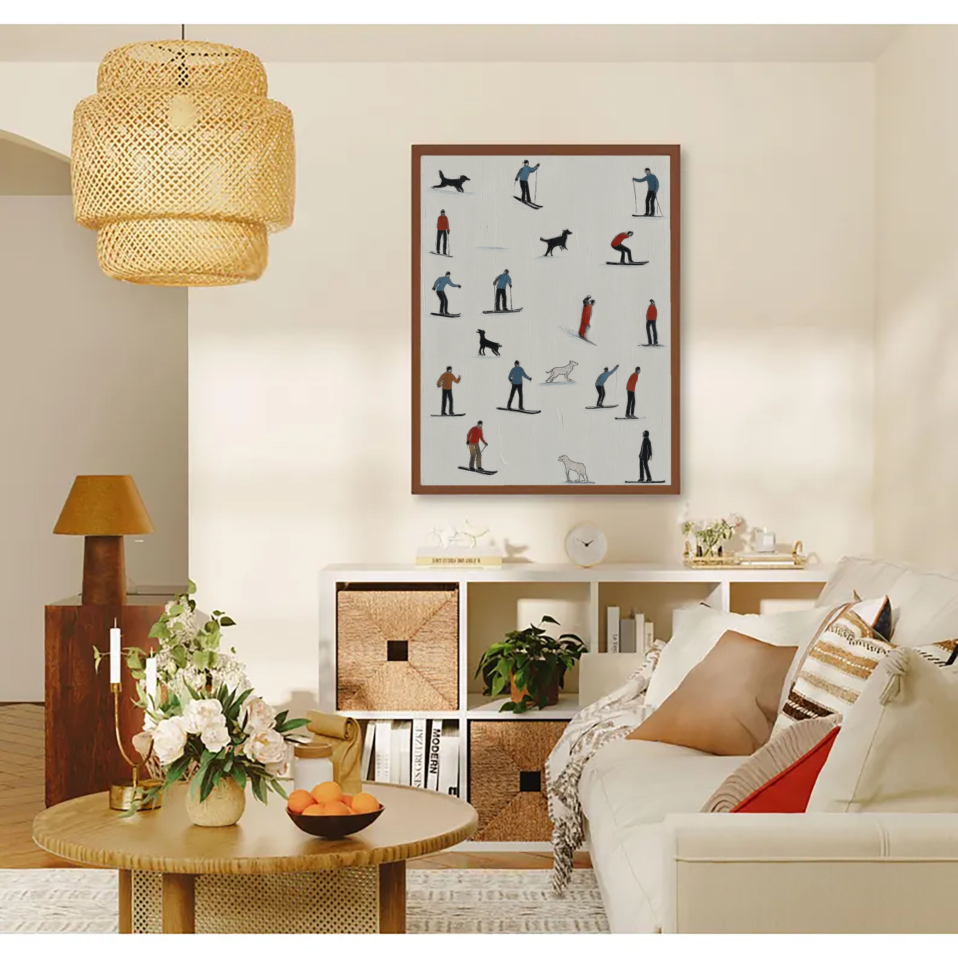 Skiing Scene Collage Art | Playful Texture