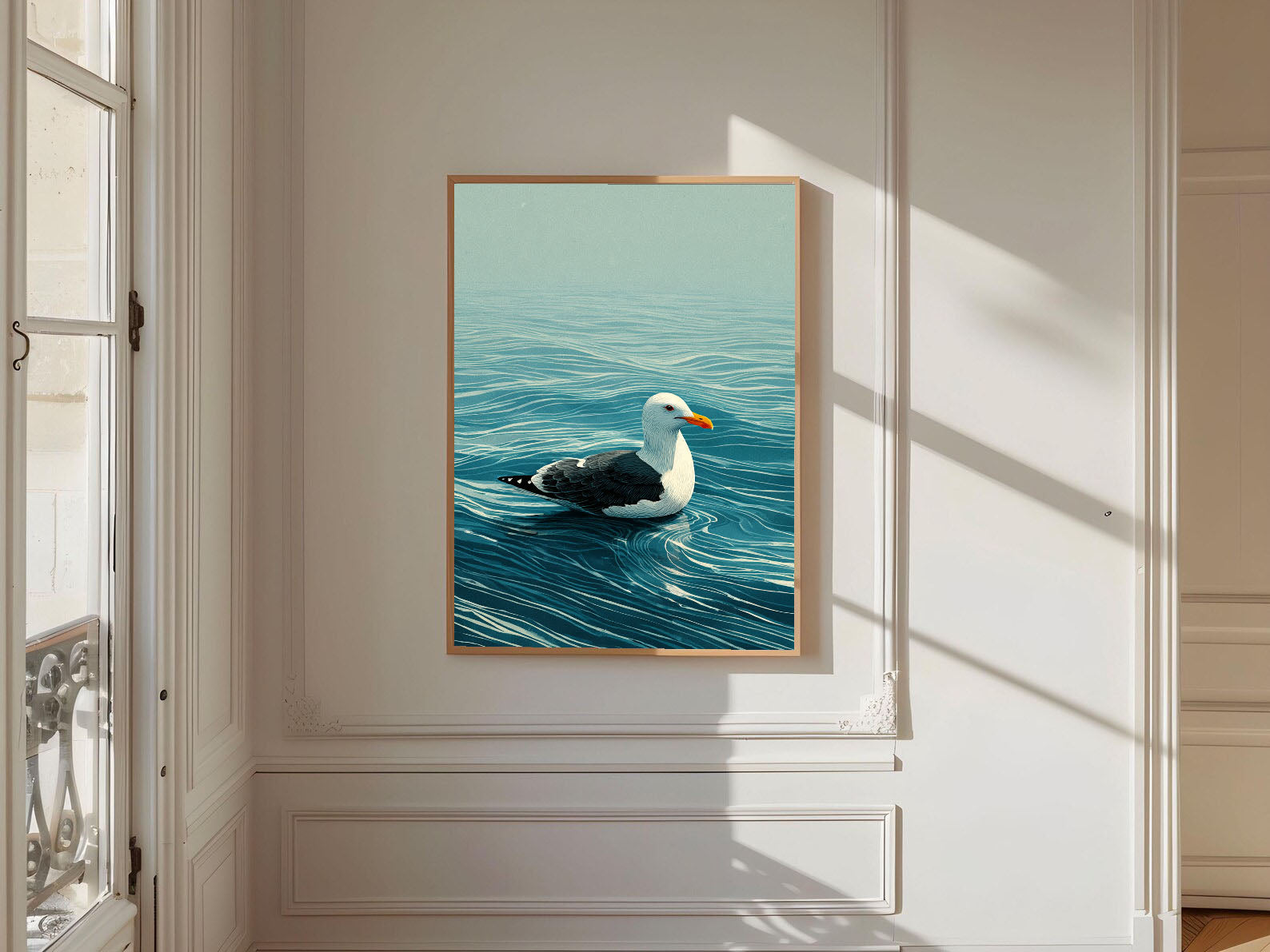 Seagull Ocean Scene Art | Coastal Calm