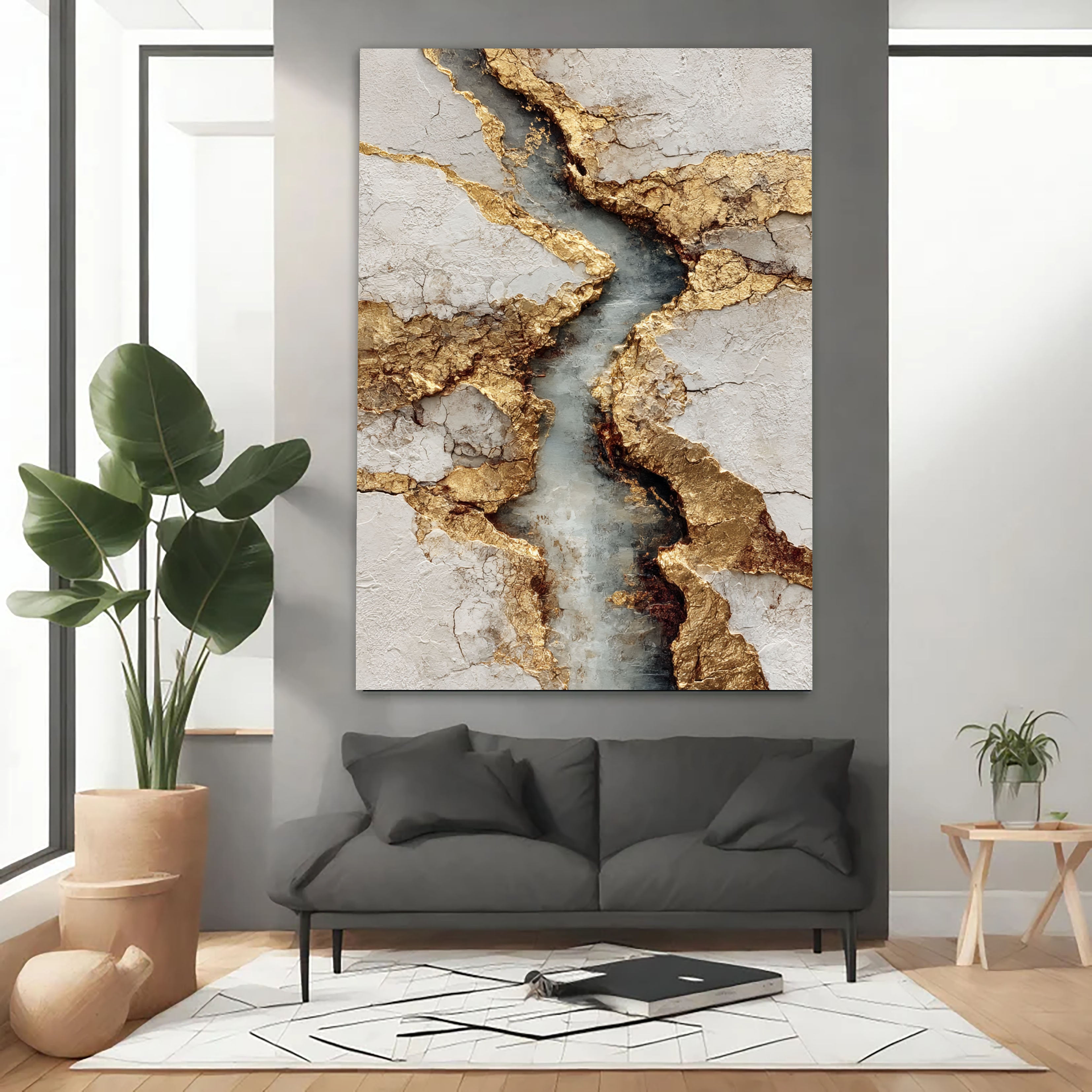 Textured Golden Veins | Gray Gold